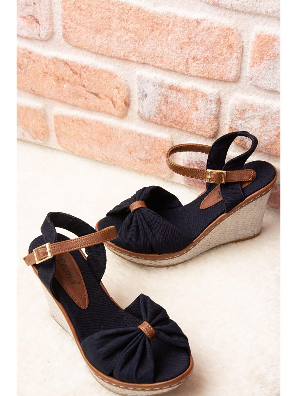 F674040405 Lacivert Dolgu Taban Kadın Ayakkabı-1