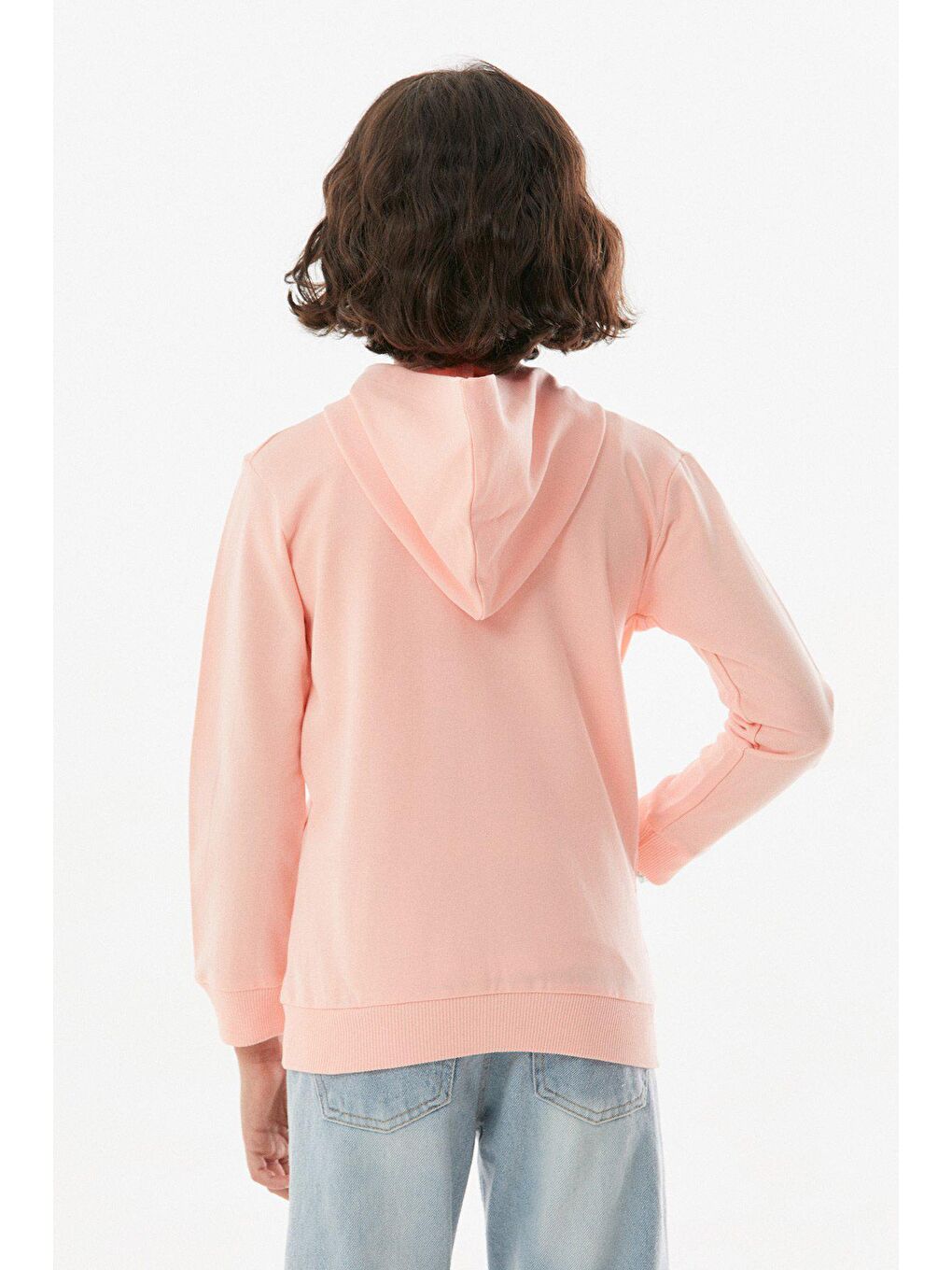 Pembe Basic Kapüşonlu Fermuarlı Kız Çocuk Sweatshirt-3