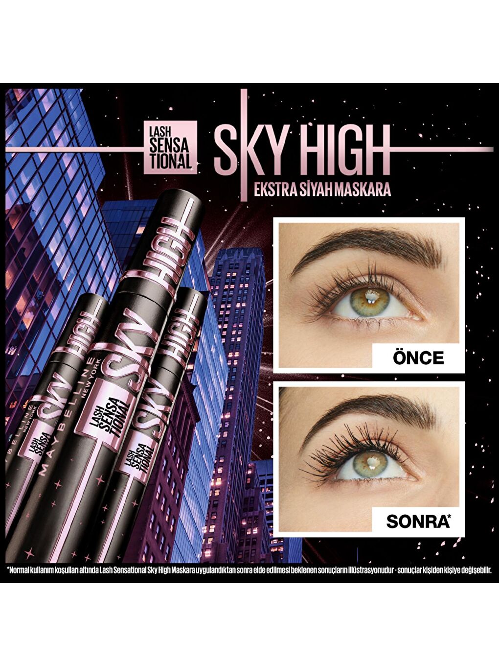 MAYBELLINE NEWYORK Siyah Lash Sensational Sky High Cosmic Black Maskara - 1