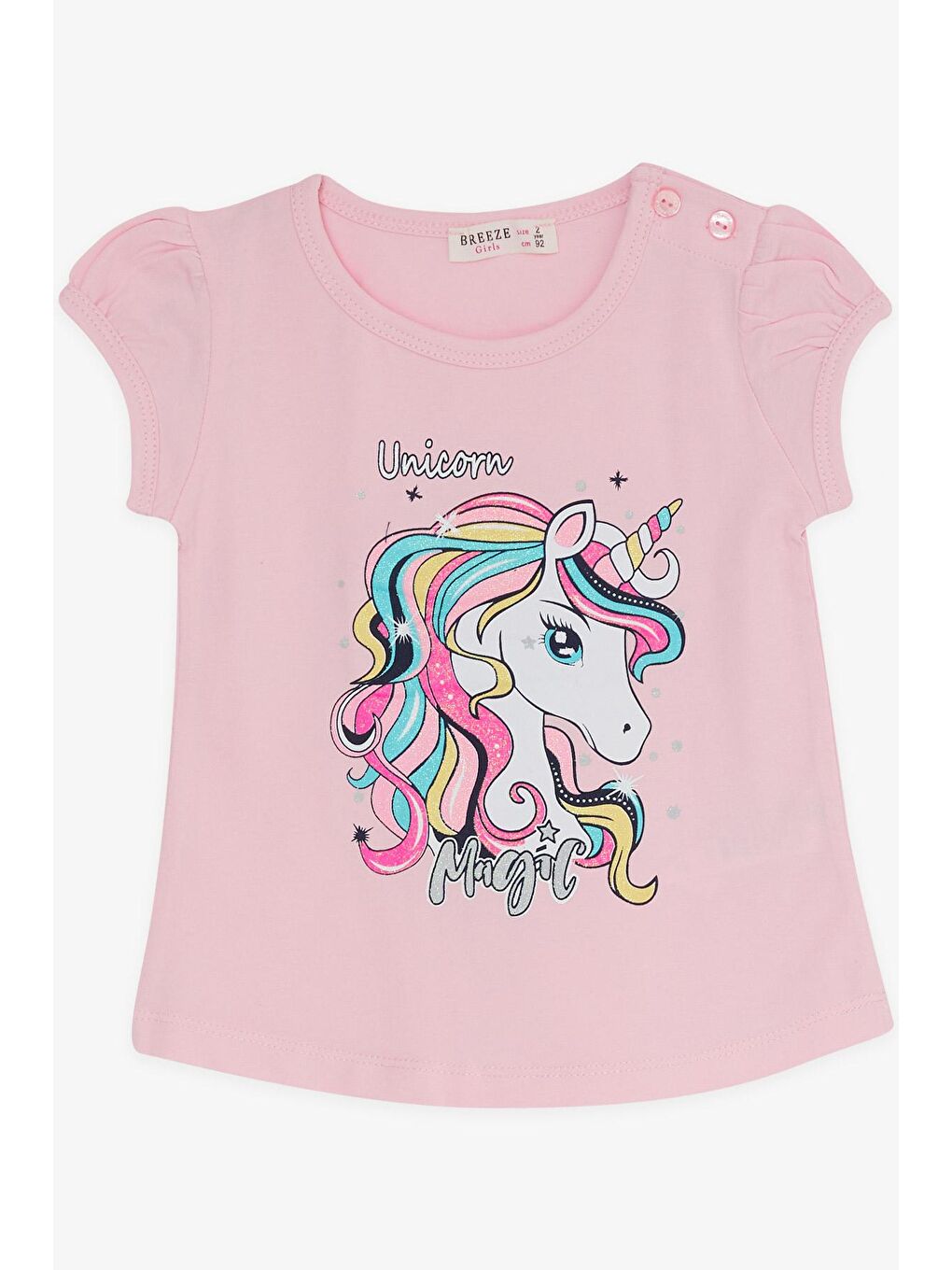 Breeze Pudra Pembe Kız Çocuk Kapri Taytlı Takım Unicorn Pudra (5 Yaş) - 2