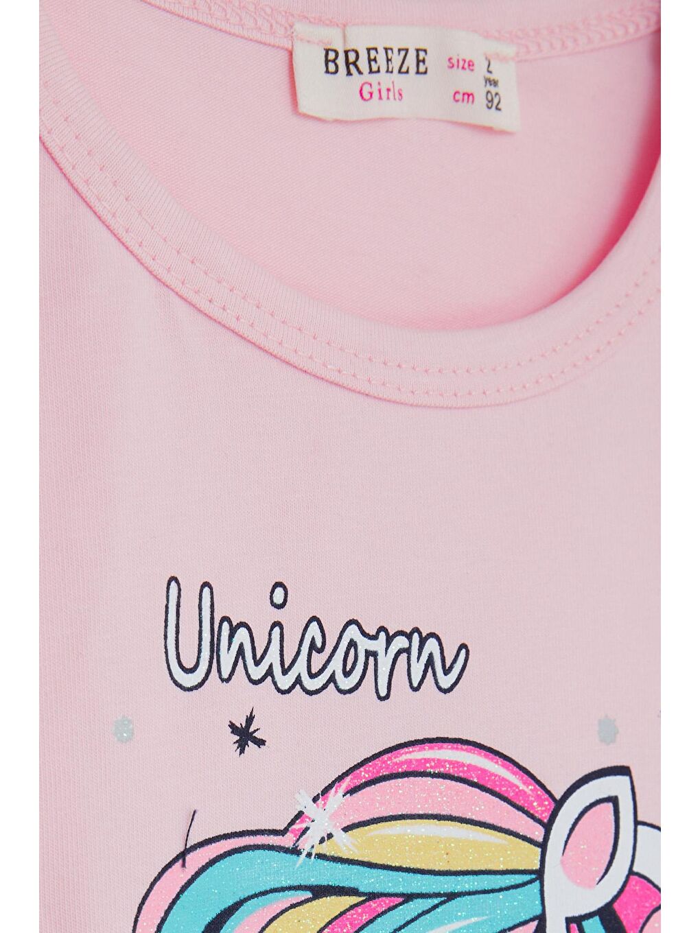 Breeze Pudra Pembe Kız Çocuk Kapri Taytlı Takım Unicorn Pudra (5 Yaş) - 4