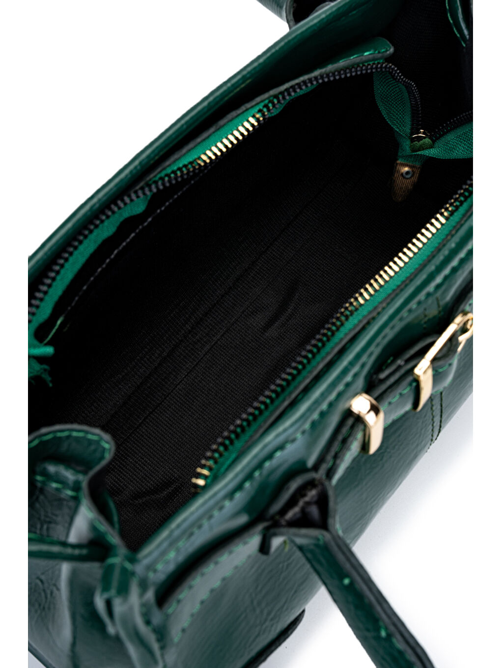 Kemer Detaylı Suni Kılçıllı Deri Kadın Omuz Çanta Girls Yeşil-3