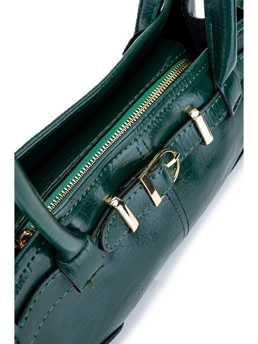 Kemer Detaylı Suni Kılçıllı Deri Kadın Omuz Çanta Girls Yeşil-4