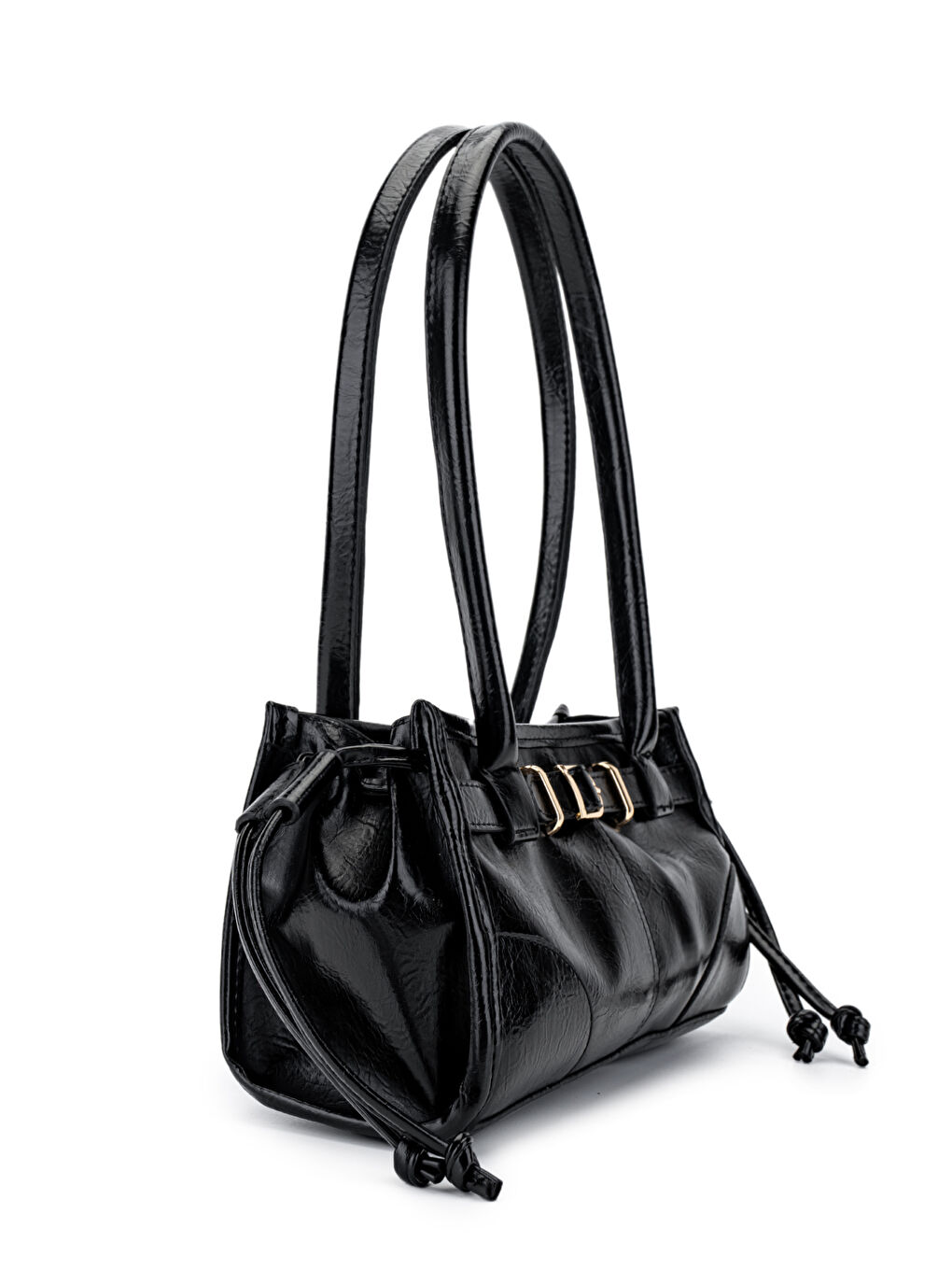 Kemer Detaylı Bowling Suni Kılçıllı Deri Kadın Omuz Çanta Girls Siyah-2