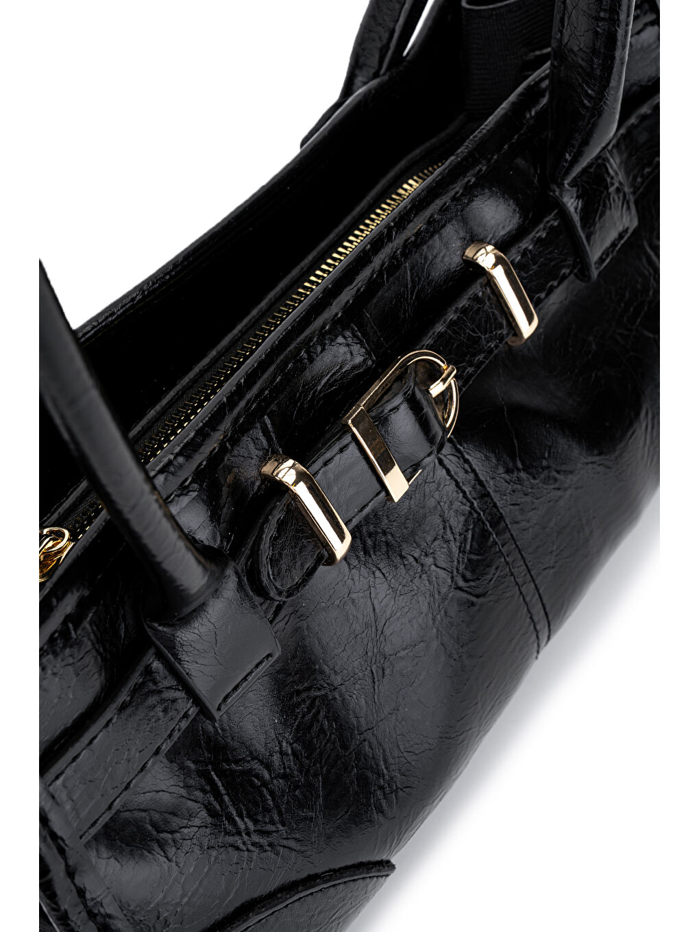 Kemer Detaylı Bowling Suni Kılçıllı Deri Kadın Omuz Çanta Girls Siyah-4