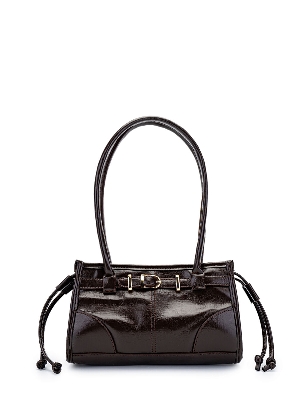 Kahverengi Kemer Detaylı Bowling Suni Kılçıllı Deri Kadın Omuz Çanta Girls Acı Kahve