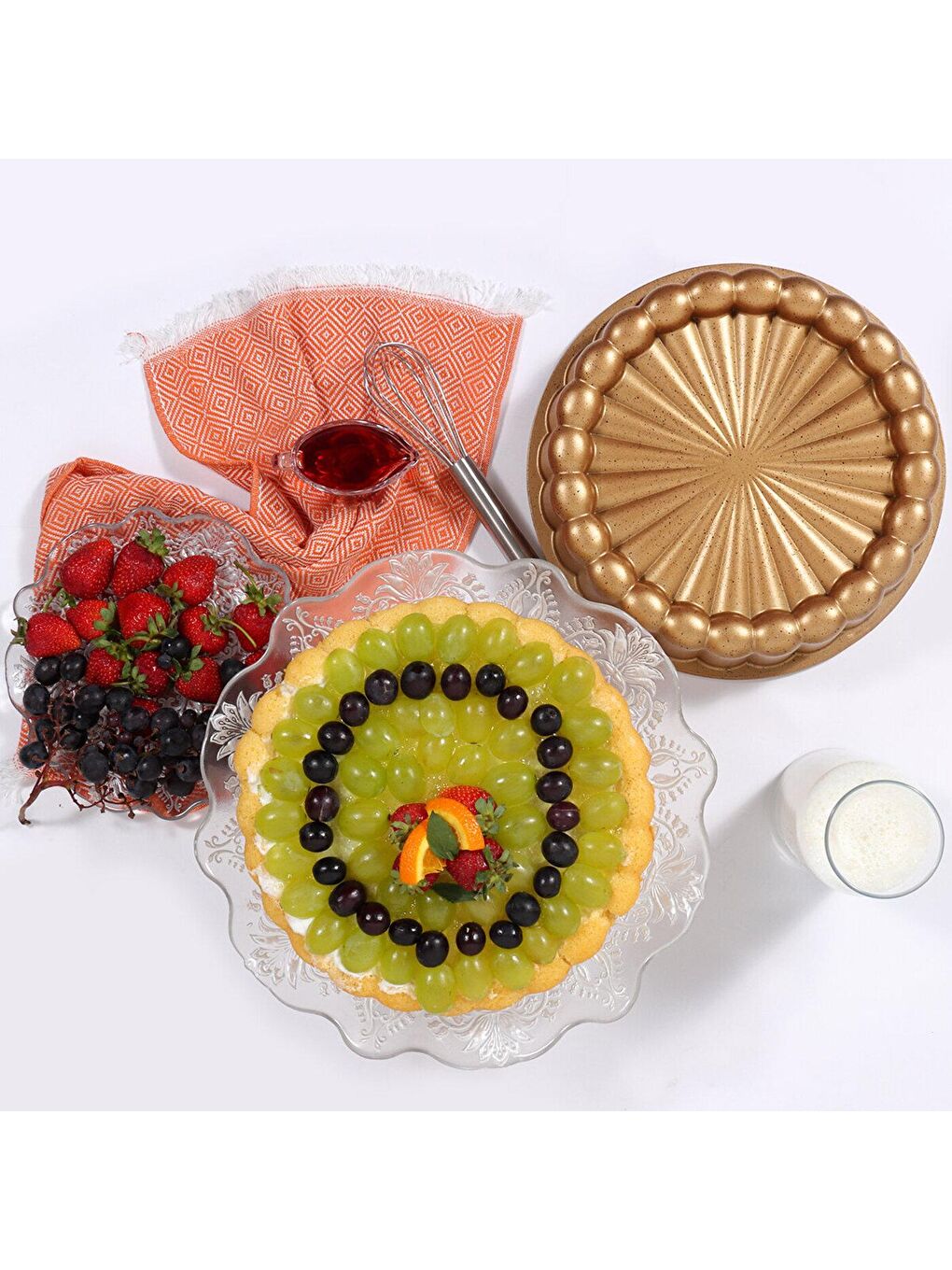 Serenk Kahverengi Fun Cooking Papatya Alüminyum Döküm Granit Kaplama Tart Kalıbı 28 cm Sarı - 2