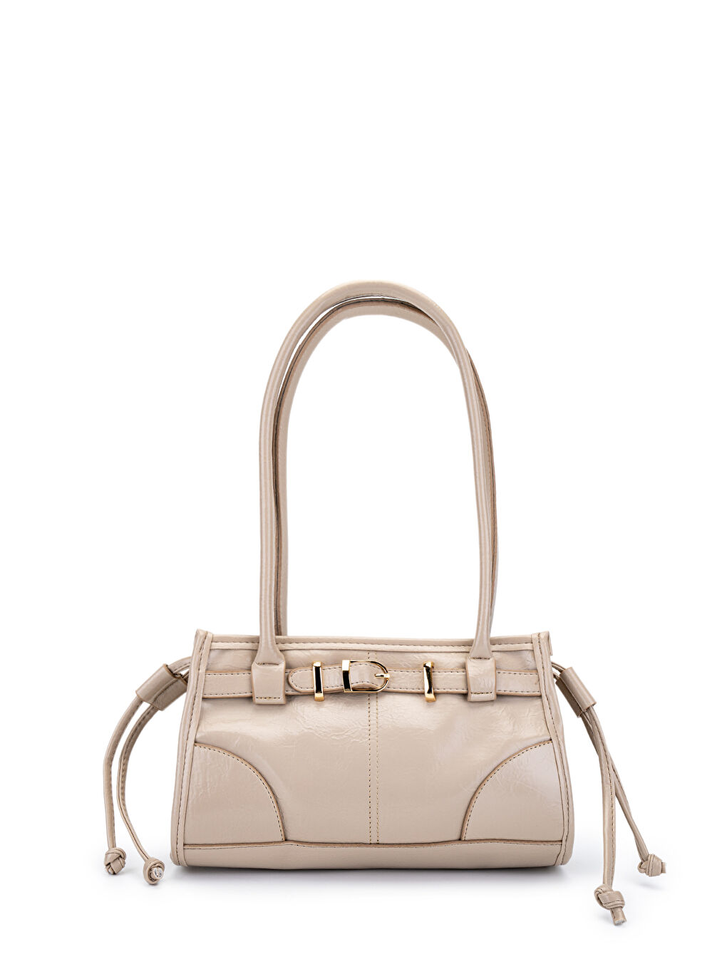 Bej Kemer Detaylı Suni Kılçıllı Deri Kadın Omuz Çanta Girls Vizon