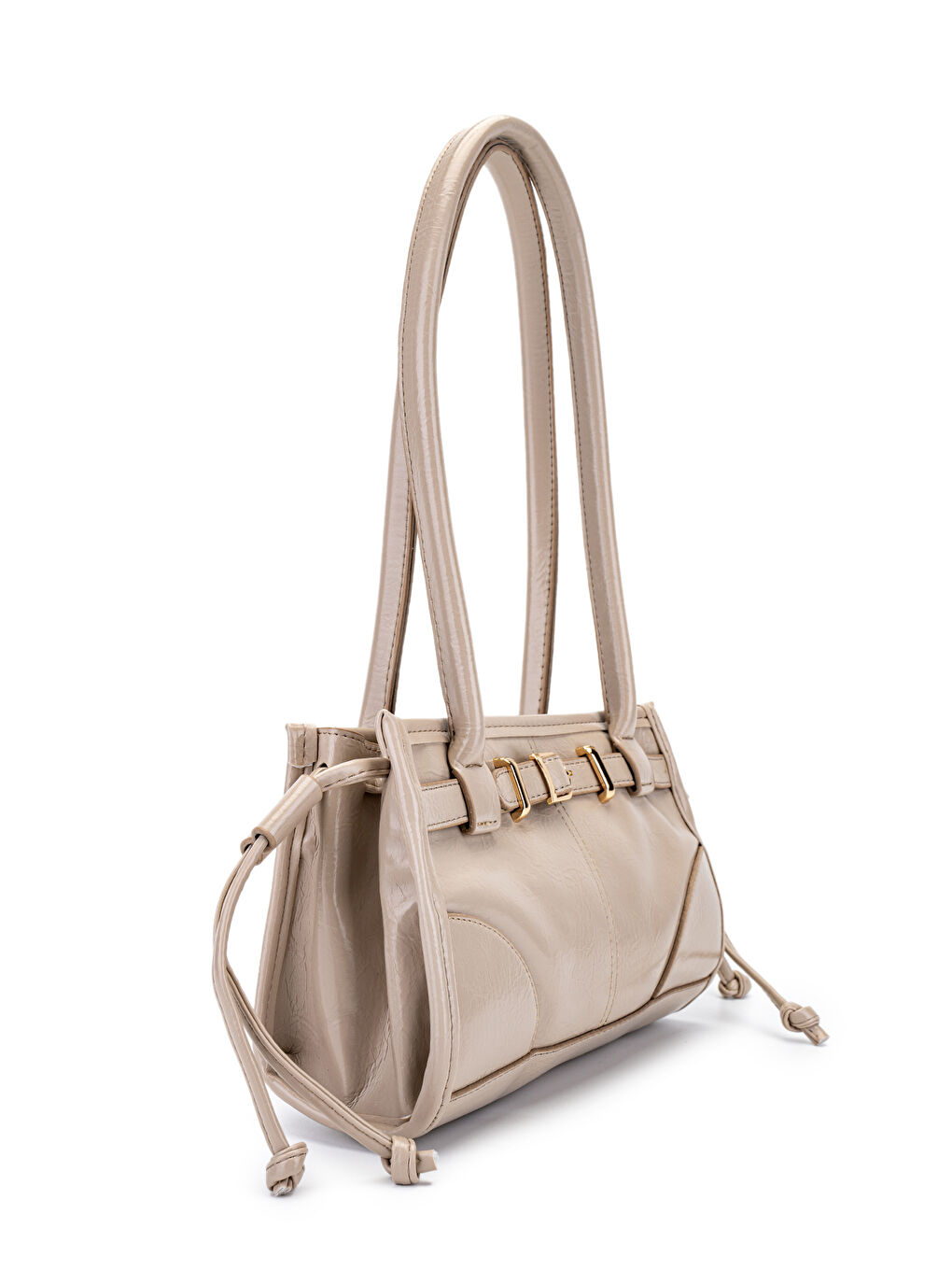 Bej Kemer Detaylı Suni Kılçıllı Deri Kadın Omuz Çanta Girls Vizon-2