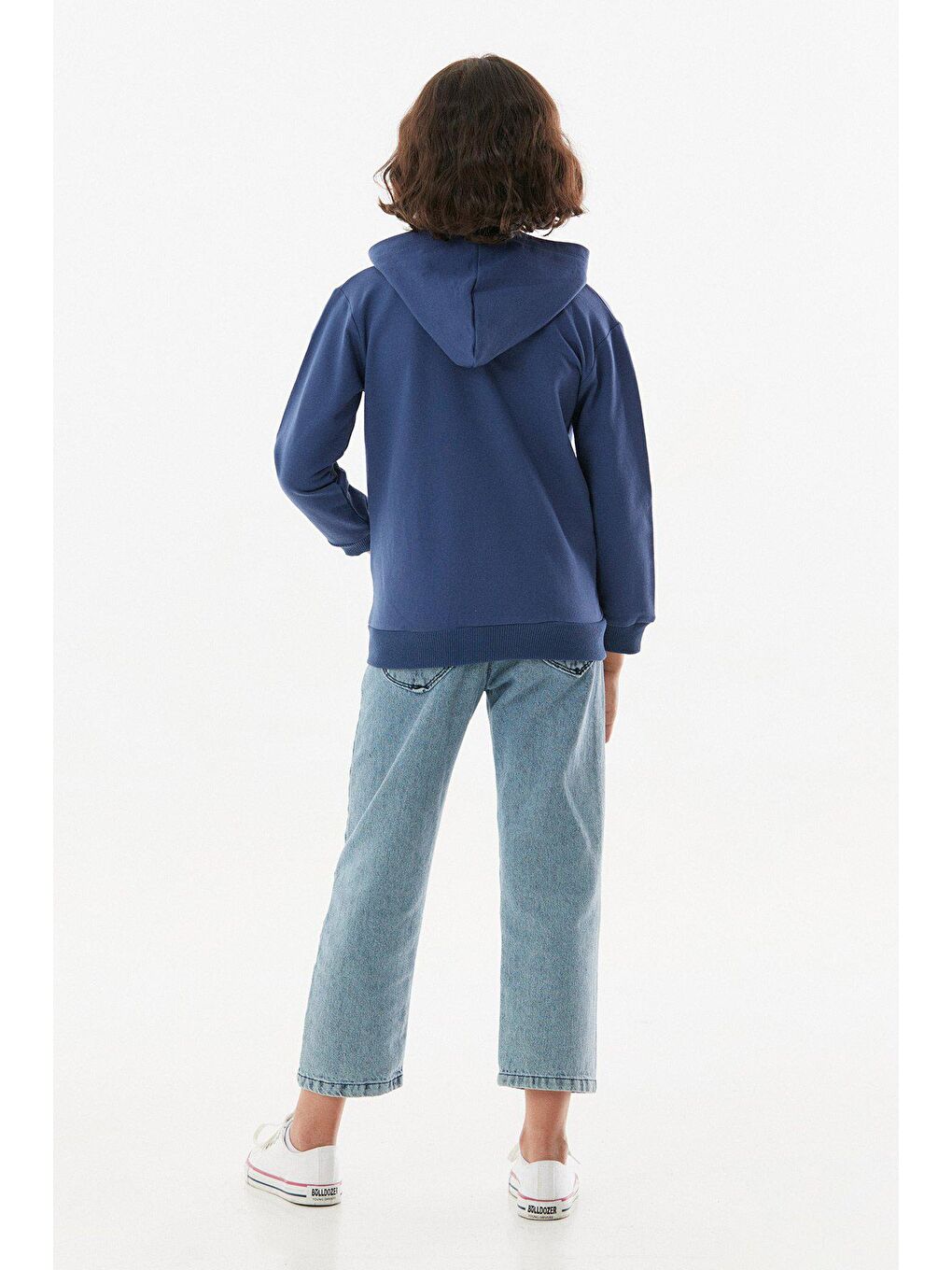 İndigo Basic Kapüşonlu Fermuarlı Kız Çocuk Sweatshirt-4