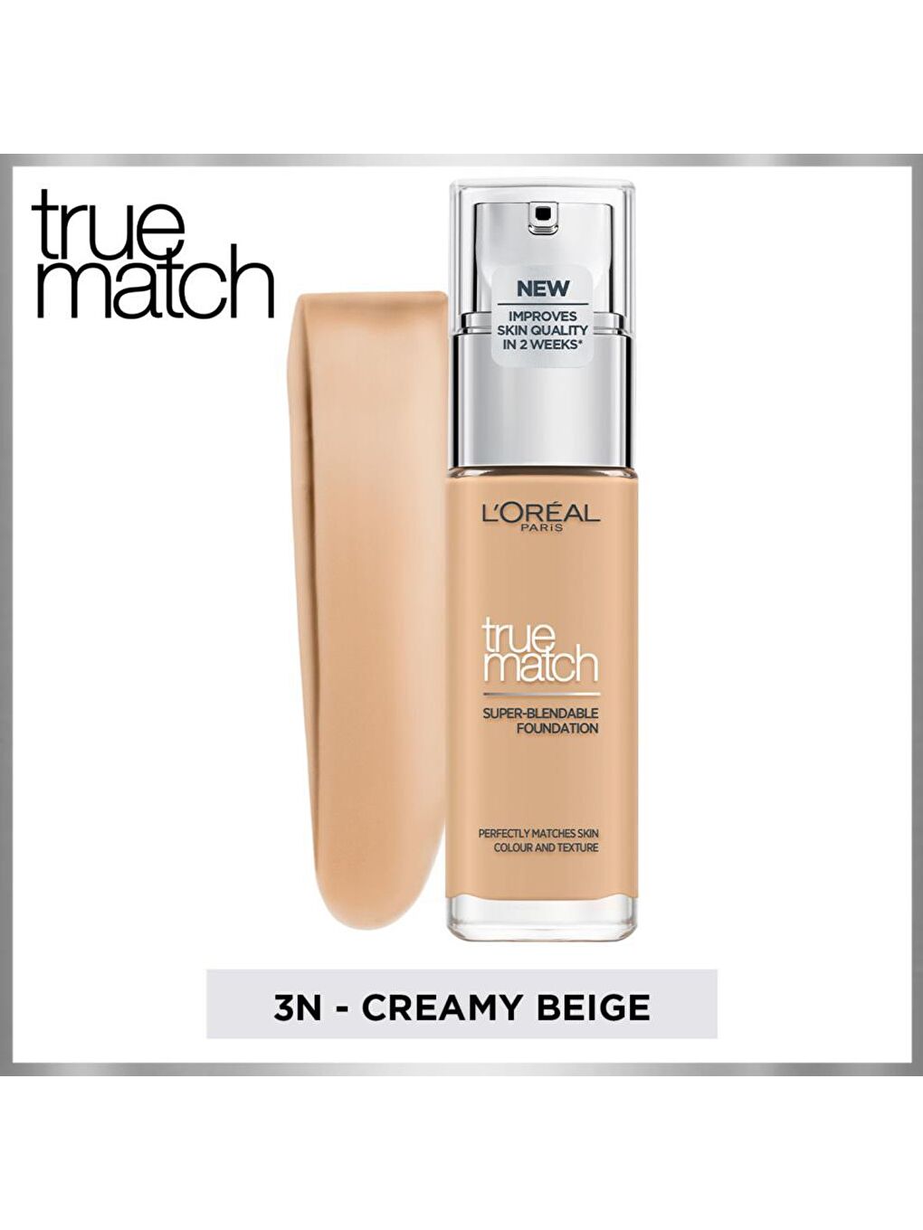 L'Oreal Paris Nude True Match Bakım Yapan Fondöten 3N Creamy Beige (30 ml) - 6