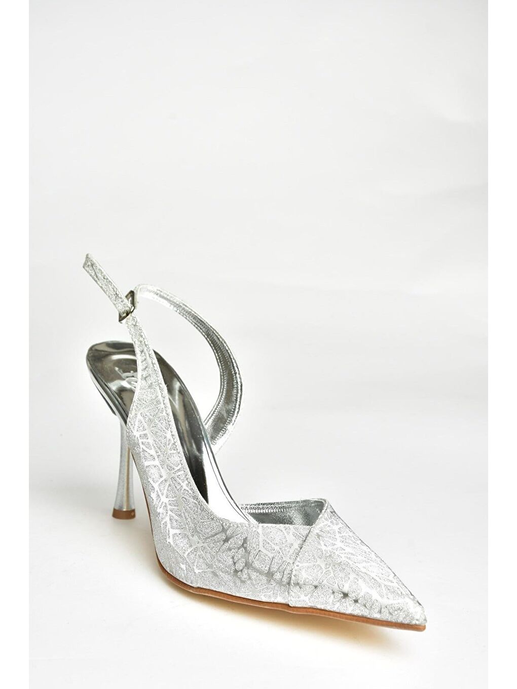 Gri U2462295 Gümüş Kadın Topuklu Ayakkabı-1