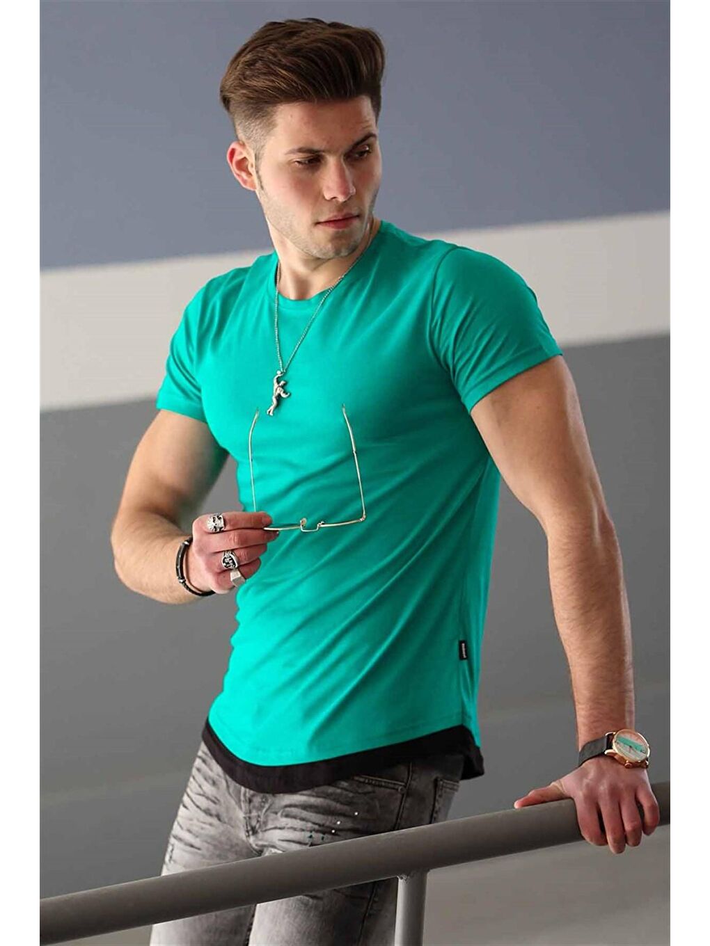 Basic Yeşil Erkek Tişört 4465