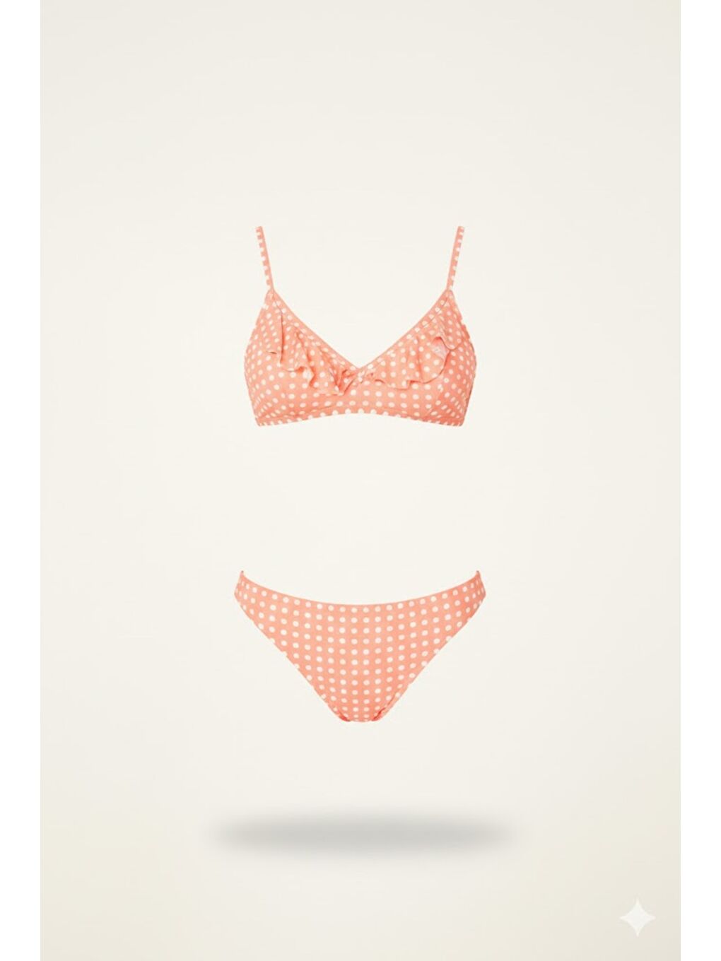 Pembe Bitişik Üçgen Bikini Takım 3110 Somon