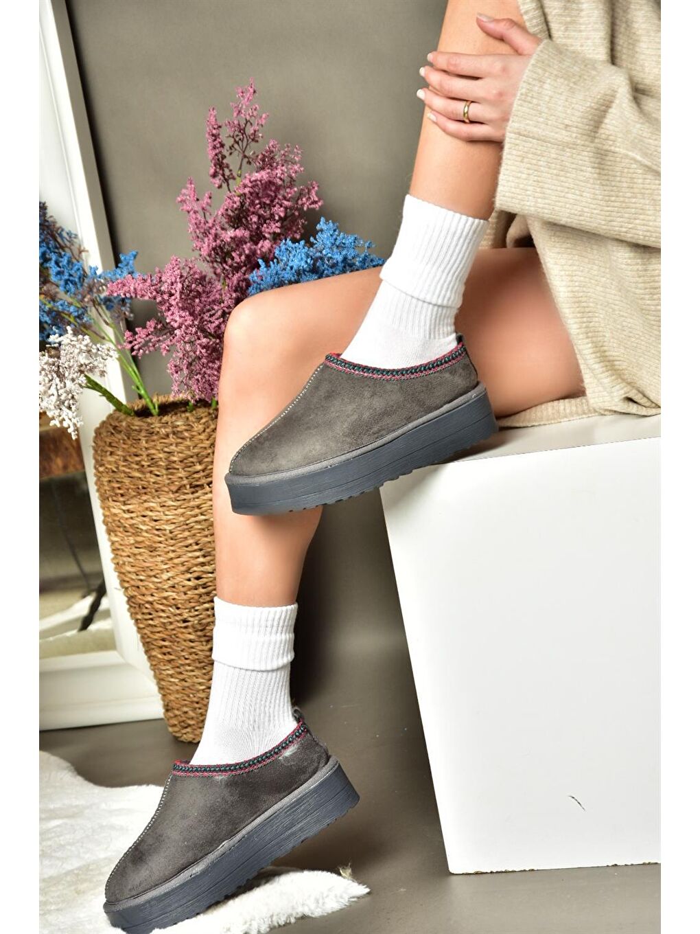 Gri R6120473 Füme Kadın Terlik