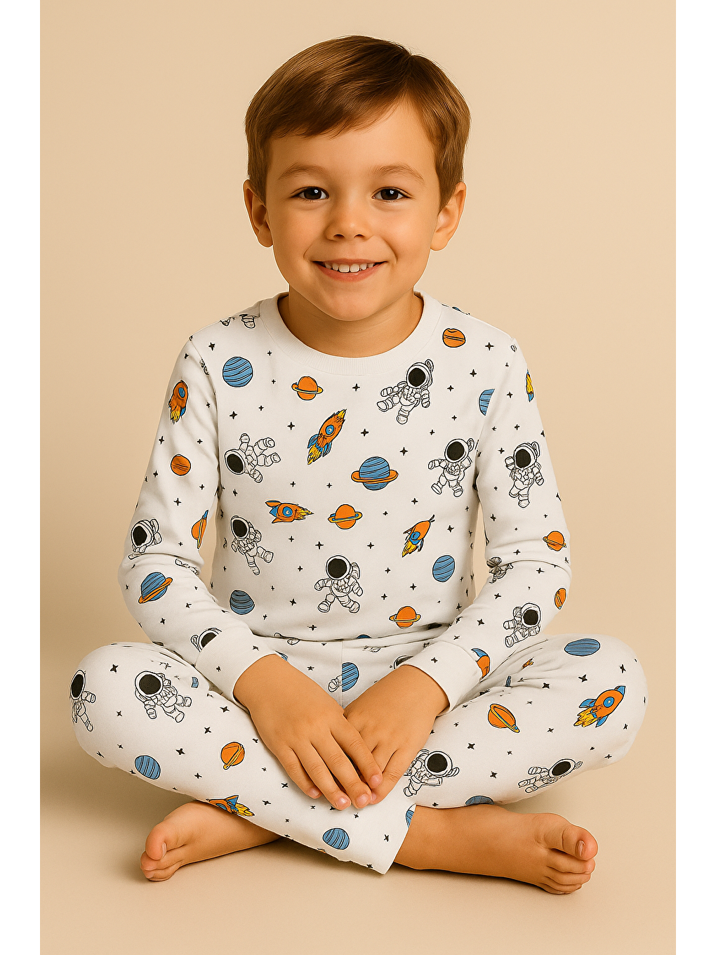 Karışık Çocuk Uzay Baskılı Pijama Takımı