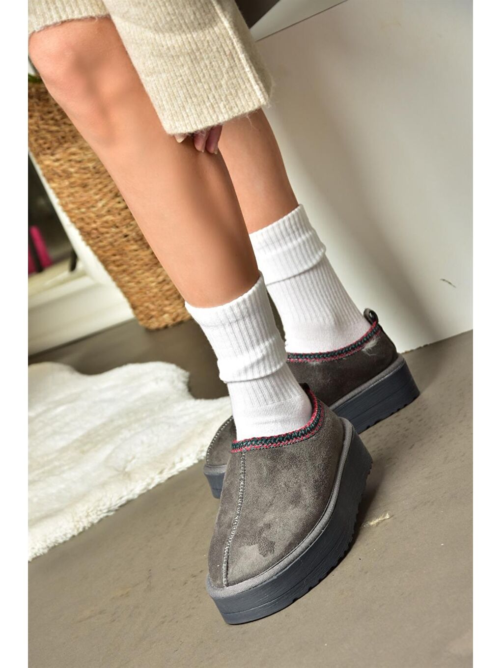 Gri R6120473 Füme Kadın Terlik-1