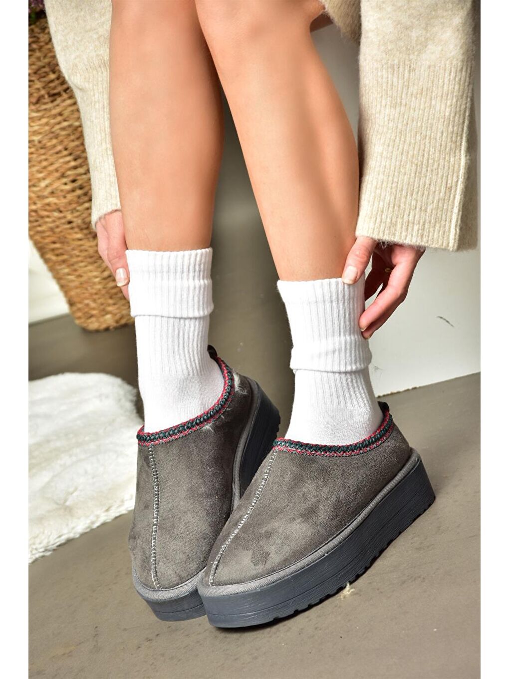 Gri R6120473 Füme Kadın Terlik-3