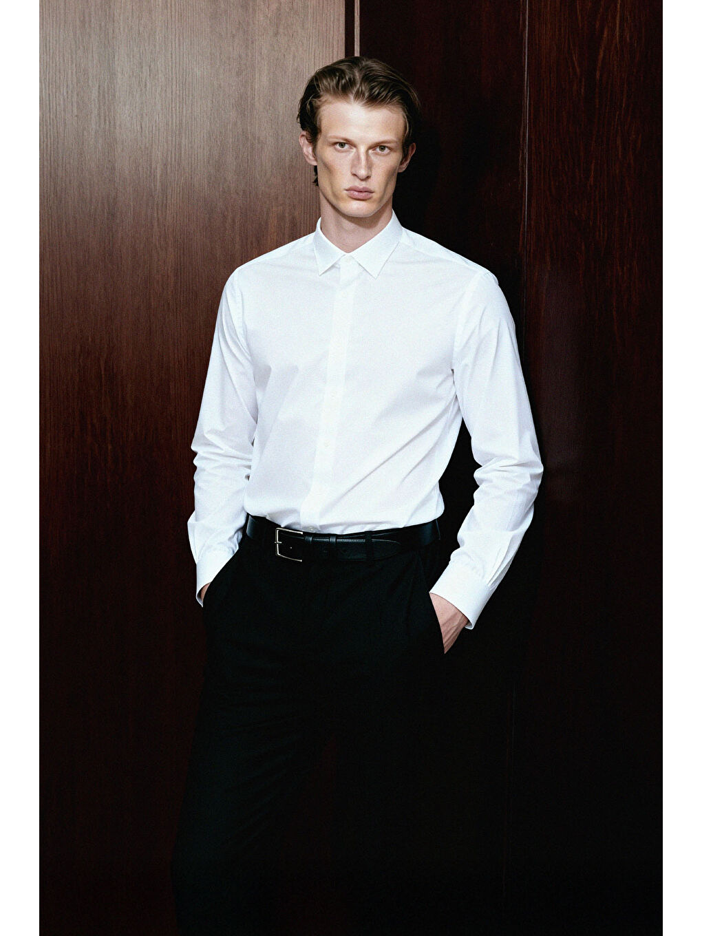 Erkek Beyaz Ütü Gerektirmeyen Non-Iron Taılored Slim Fit Dar Kesim %100 Pamuk Gömlek-1