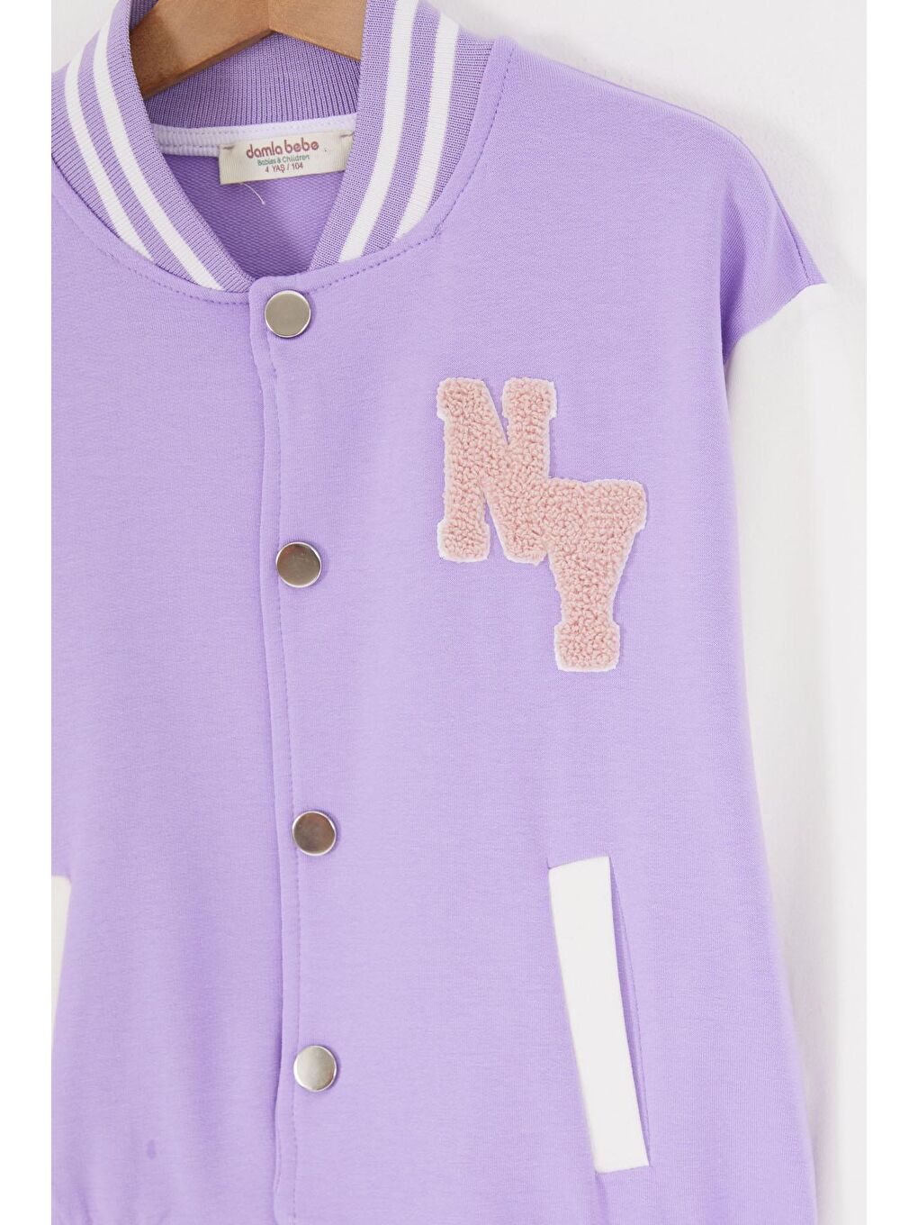 Lila NY Nakışlı Sırt Baskılı Kız Çocuk Kolej Eşofman Takımı 16933-1