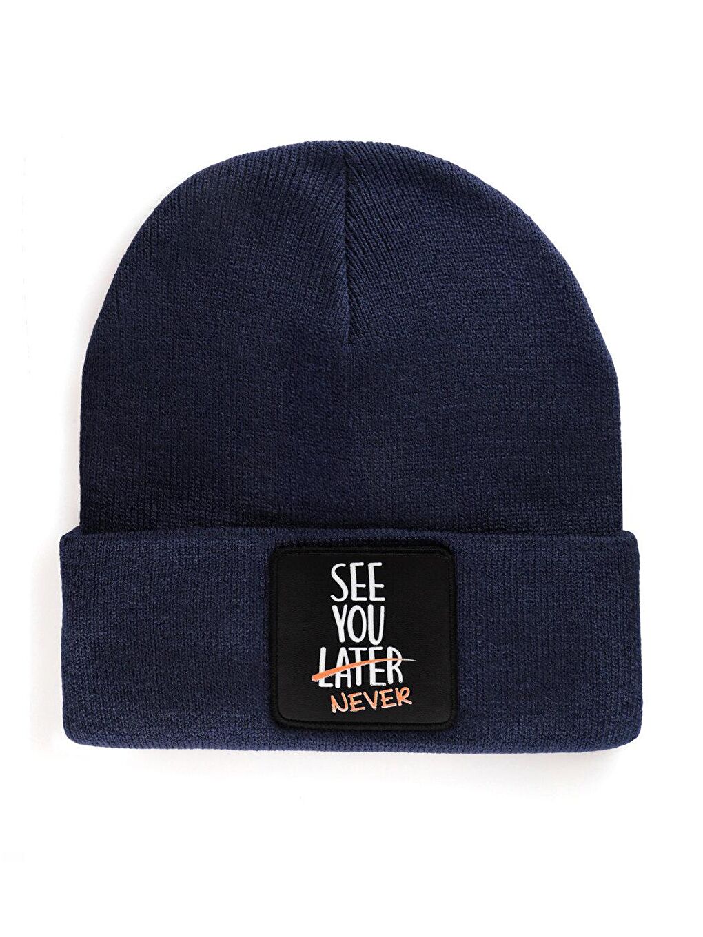 BlackBörk V1 Akrilik See You Later Never - 2 Kod Logolu Unisex Lacivert Bere (Beanie)