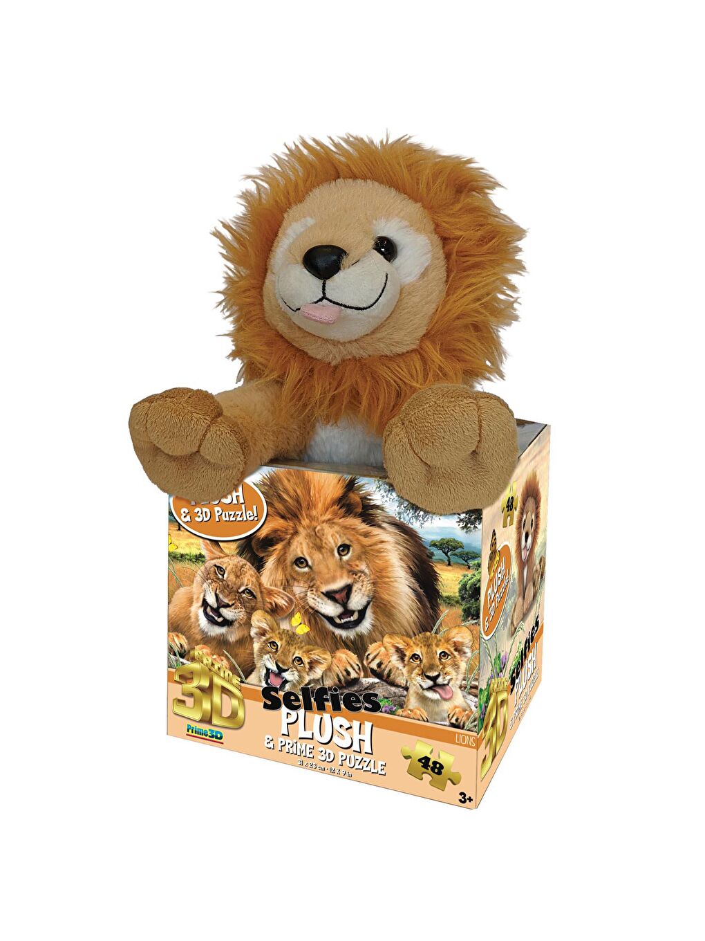 Prime 3D Karışık Aslan Pelüş ve Selfie 48 Parça Puzzle 15803 - 1