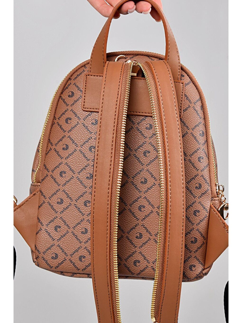 Kahverengi Kadın Desenli Sırt Çantası-4