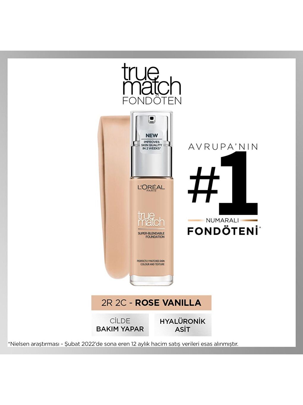 L'Oreal Paris True Match Bakım Yapan Fondöten 2R Rose Vanilla (30 ml)