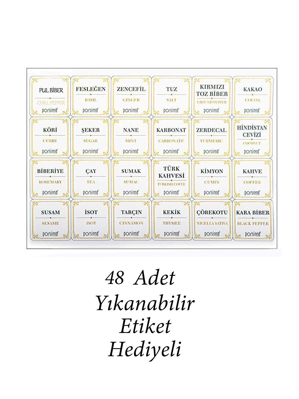 Porsima Antrasit TE-161 Çok Amaçlı Etiketli Baharatlık 24 lü Kaşıklı Kapaklı Saklama Kabı 600 cc - 4