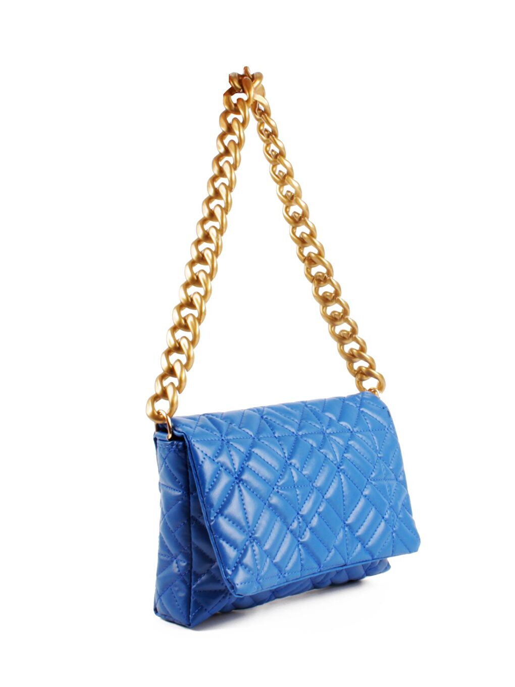 Mavi Kadın Kapitoneli Zincir El ve Omuz Askılı Omuz Çantası (20652)