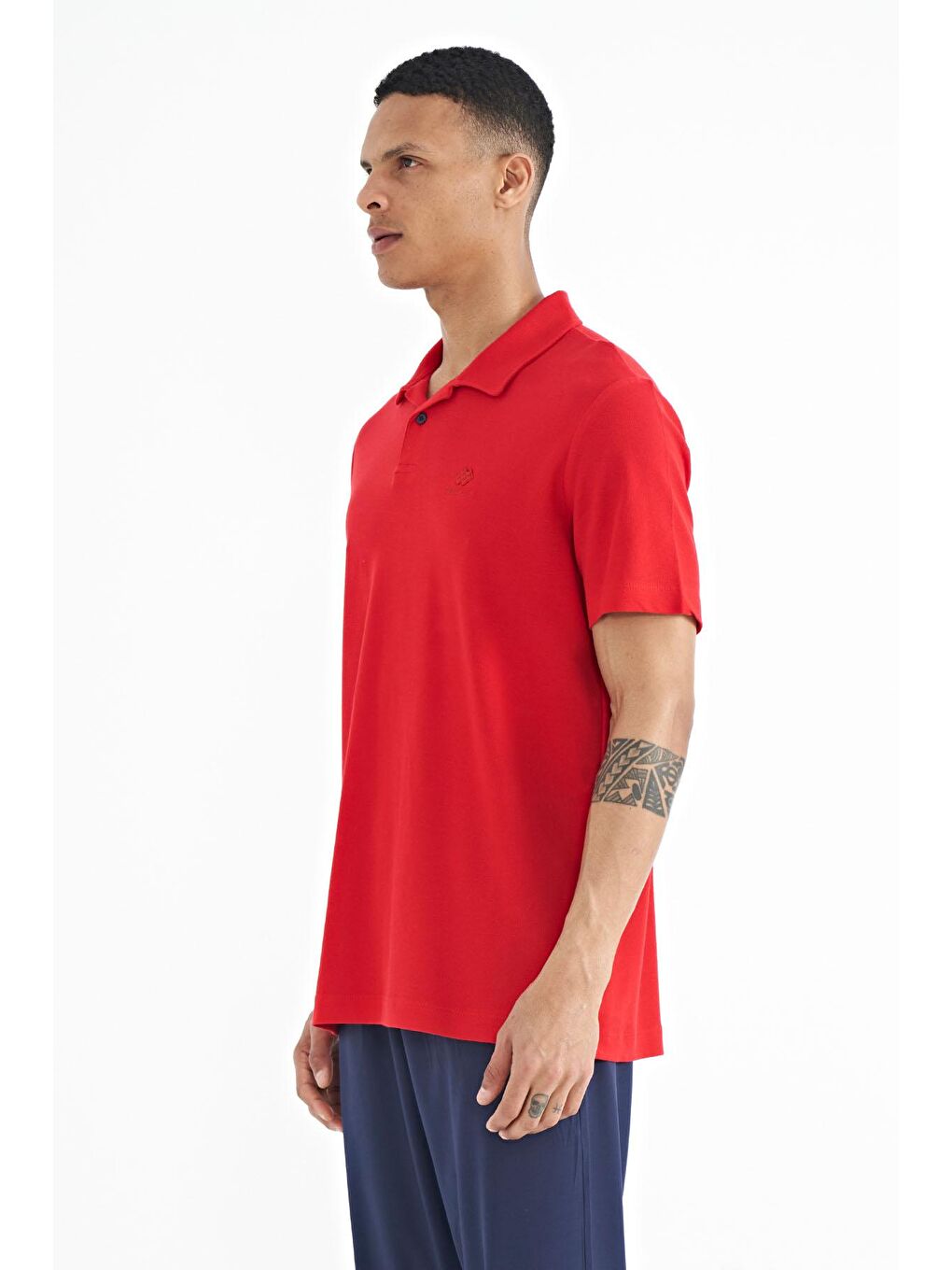 TOMMYLIFE Kırmızı Polo Yaka Logo Nakışlı Standart Form Erkek T-shirt - 88237 - 3