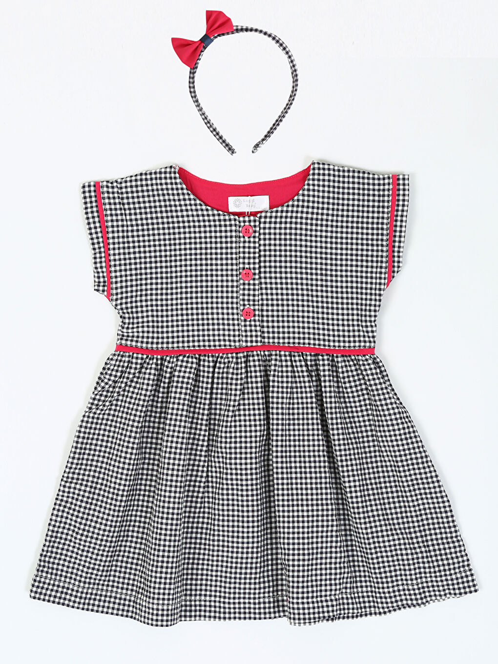 Siyah Bisiklet Yaka Kolsuz Kız Bebek Elbise ve Taç