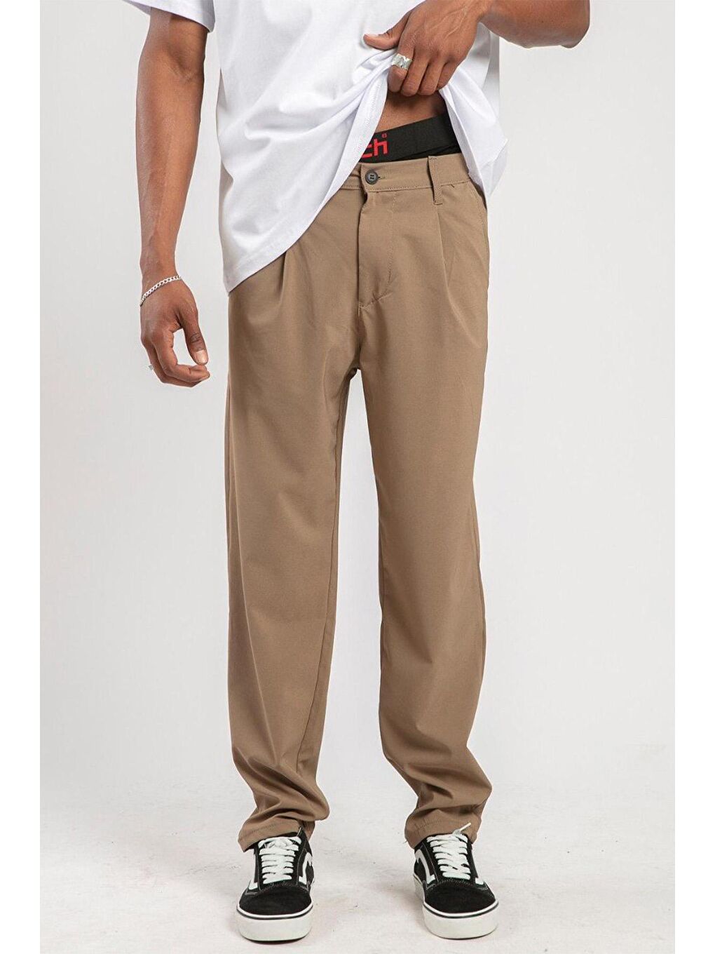 Bej Pens Detaylı Boru Paça Erkek Pantolon 3YXE5-47569-25