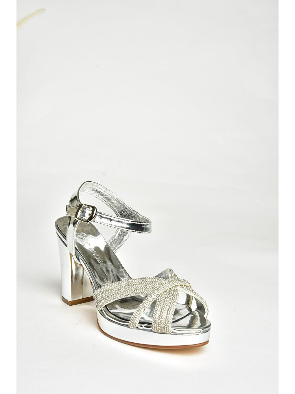 Gri U2460576 Gümüş Kadın Topuklu Ayakkabı-1