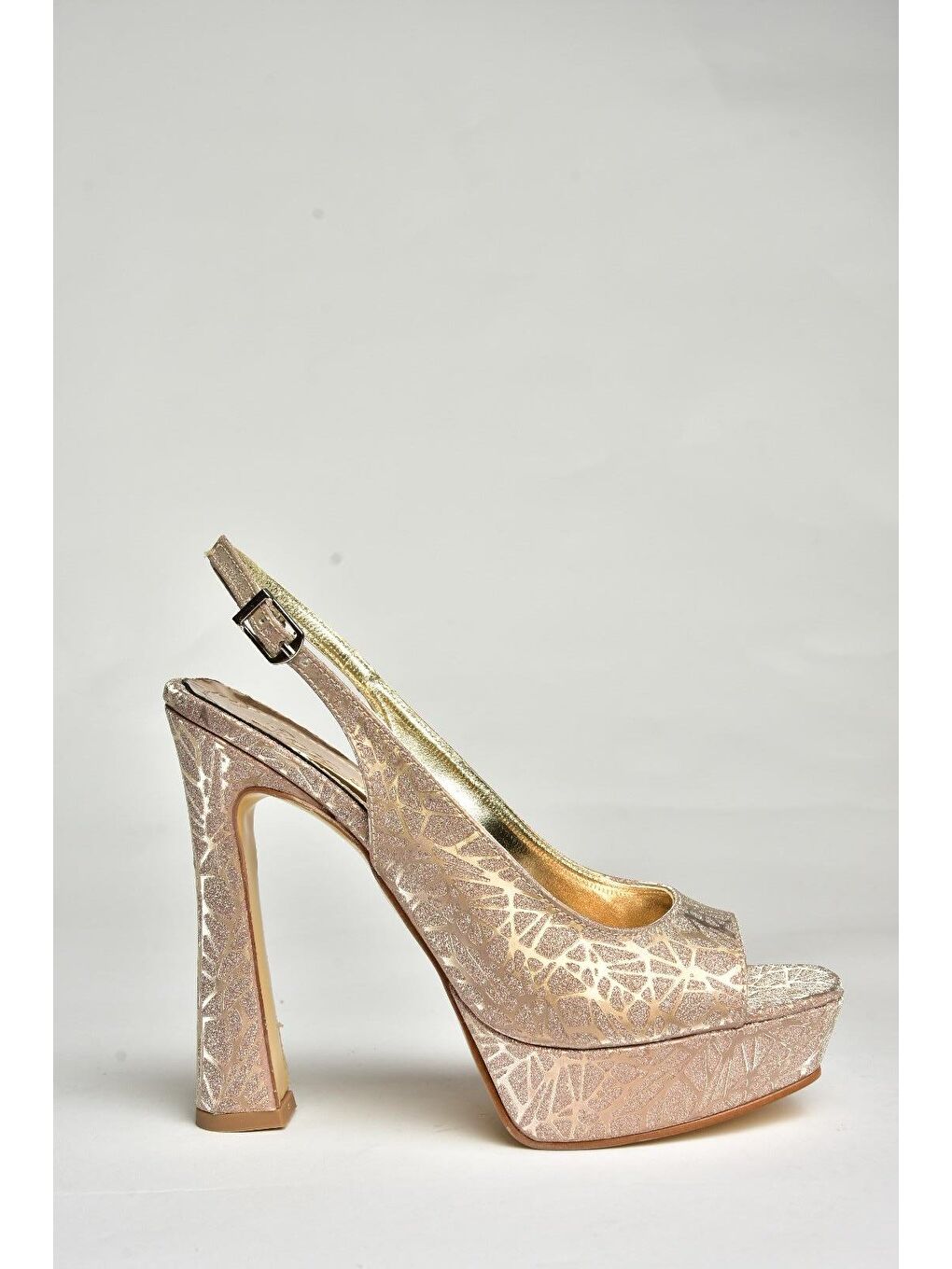Sarı U2464830 Bronz Kadın Topuklu Ayakkabı