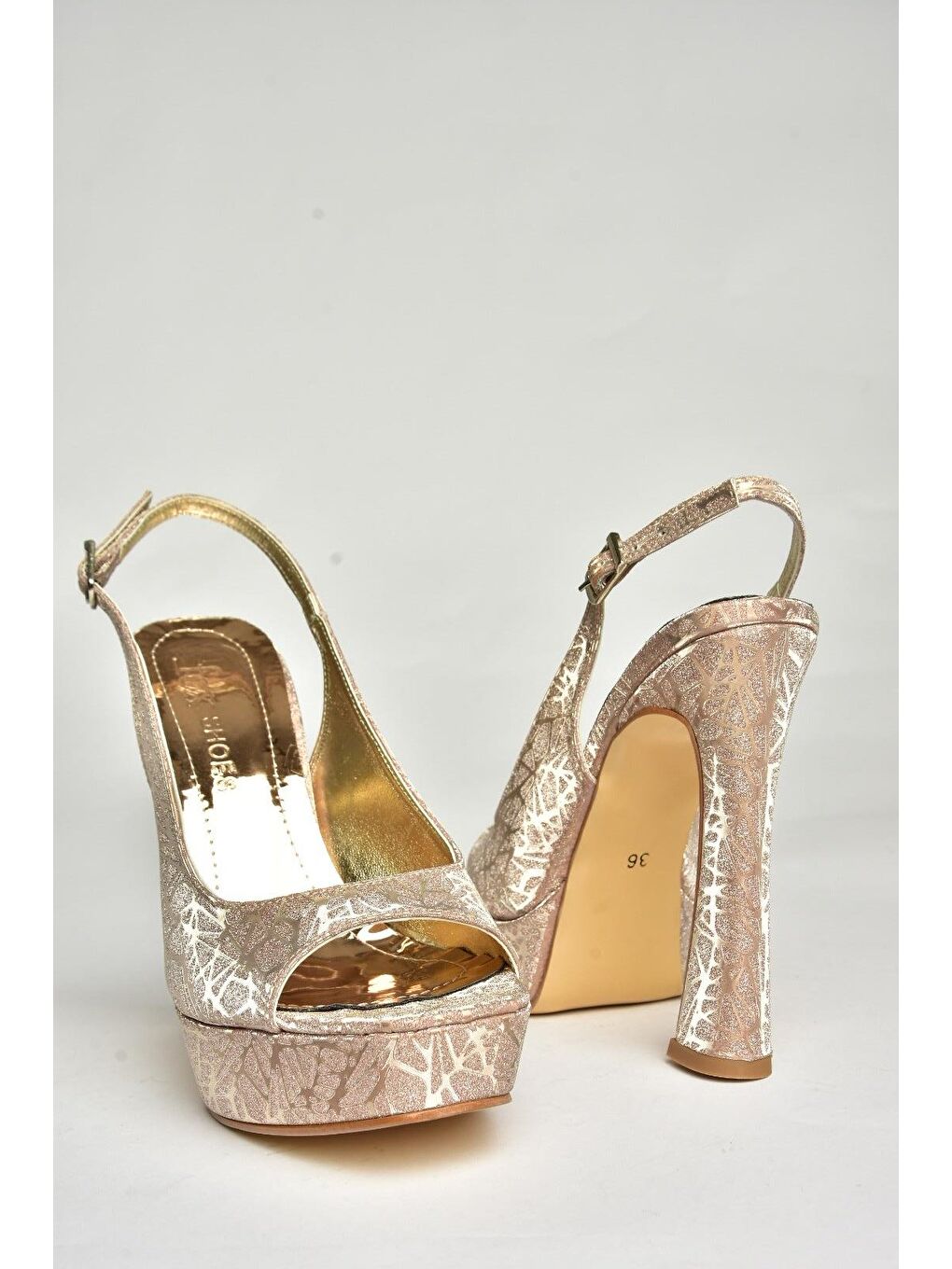 Sarı U2464830 Bronz Kadın Topuklu Ayakkabı-1