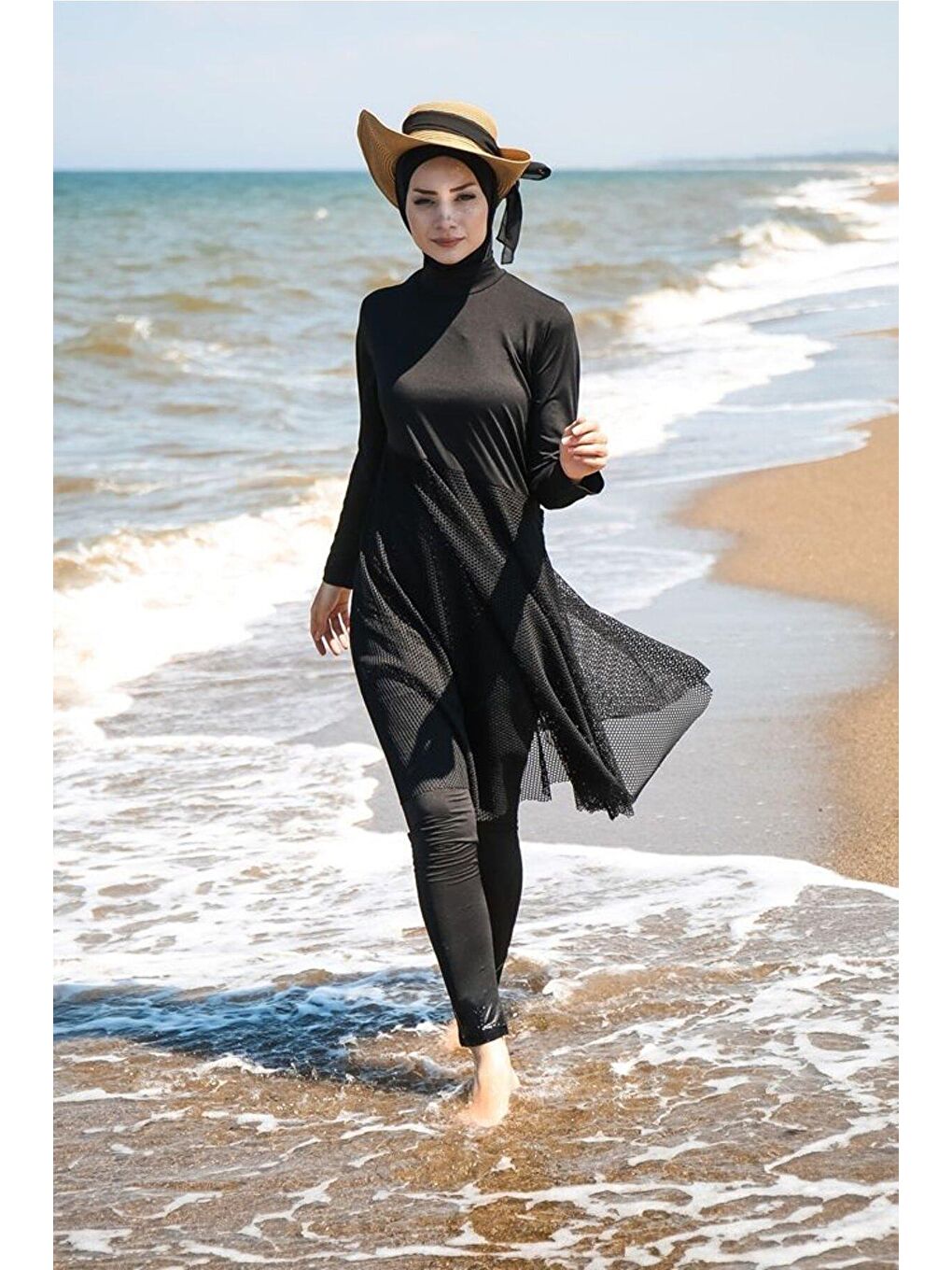 Siyah Tam Kapalı Tesettür Mayo M2035-1