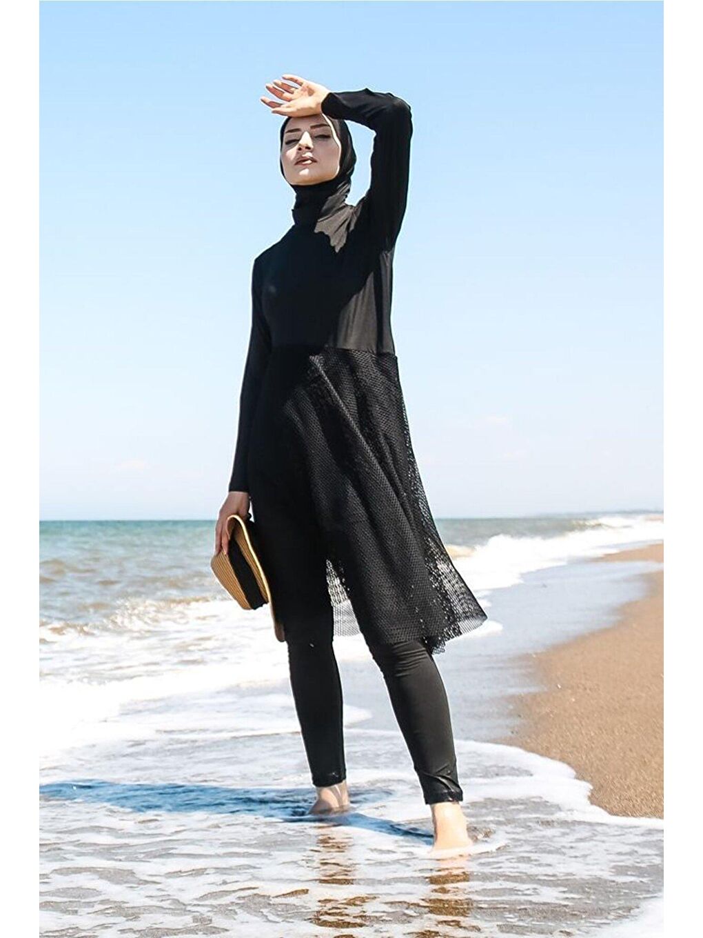 Siyah Tam Kapalı Tesettür Mayo M2035-2