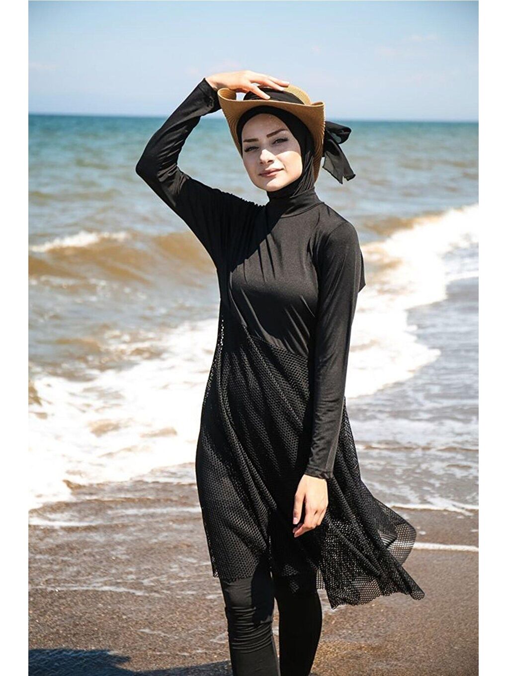 Siyah Tam Kapalı Tesettür Mayo M2035-3