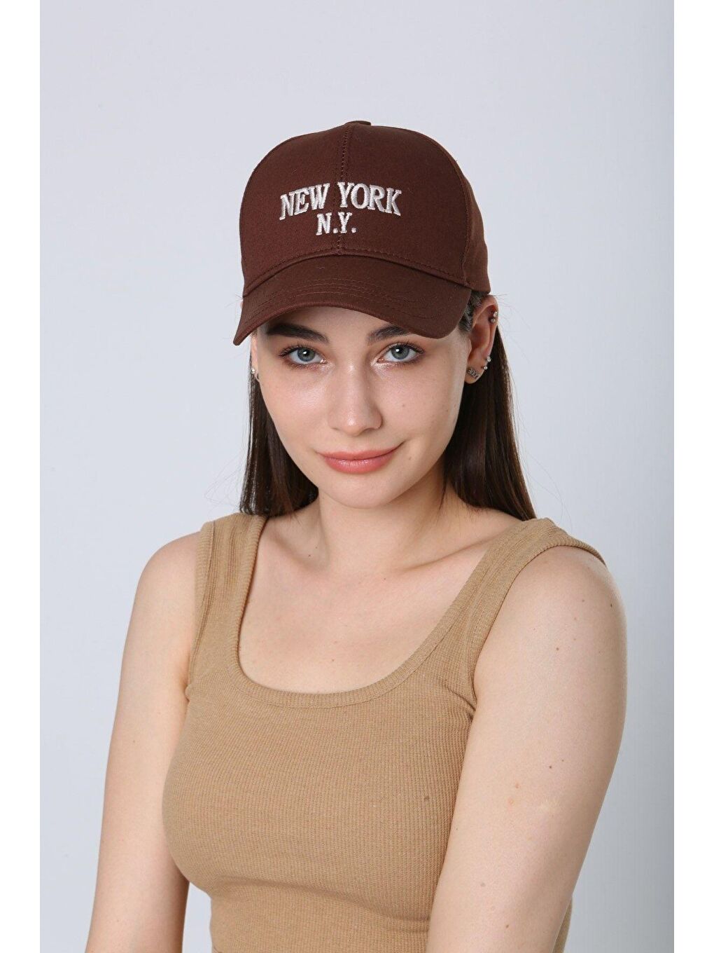 Luminos Butik Unisex Kahverengi New York Ny Nakışlı Beyzbol Kep SPK87