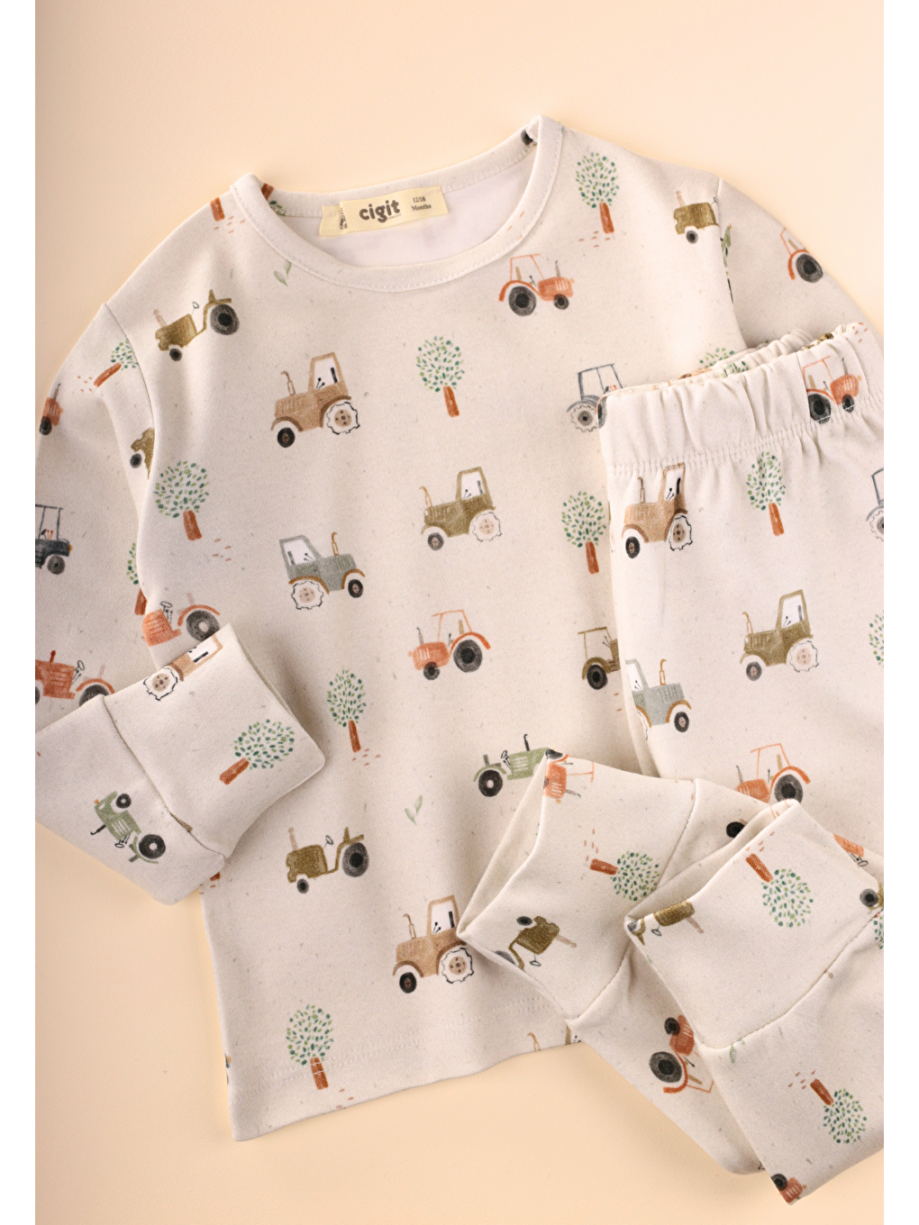 Bej Pijama Takım 1-5 Yaş Taş