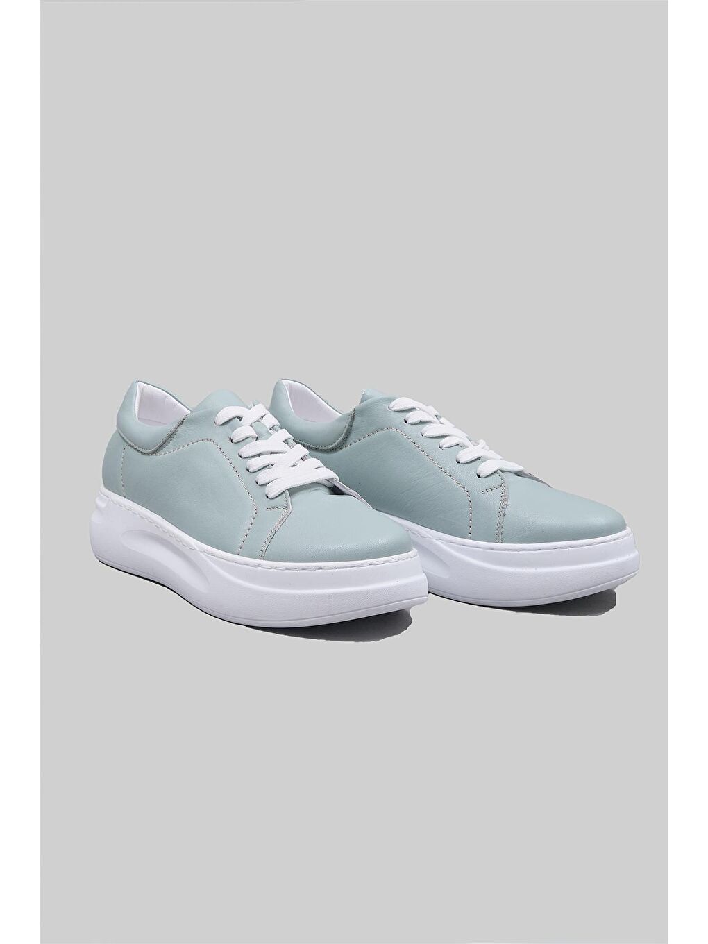 Yeşil Walda Hakiki Deri Bağcıklı Sneaker Kadın-1