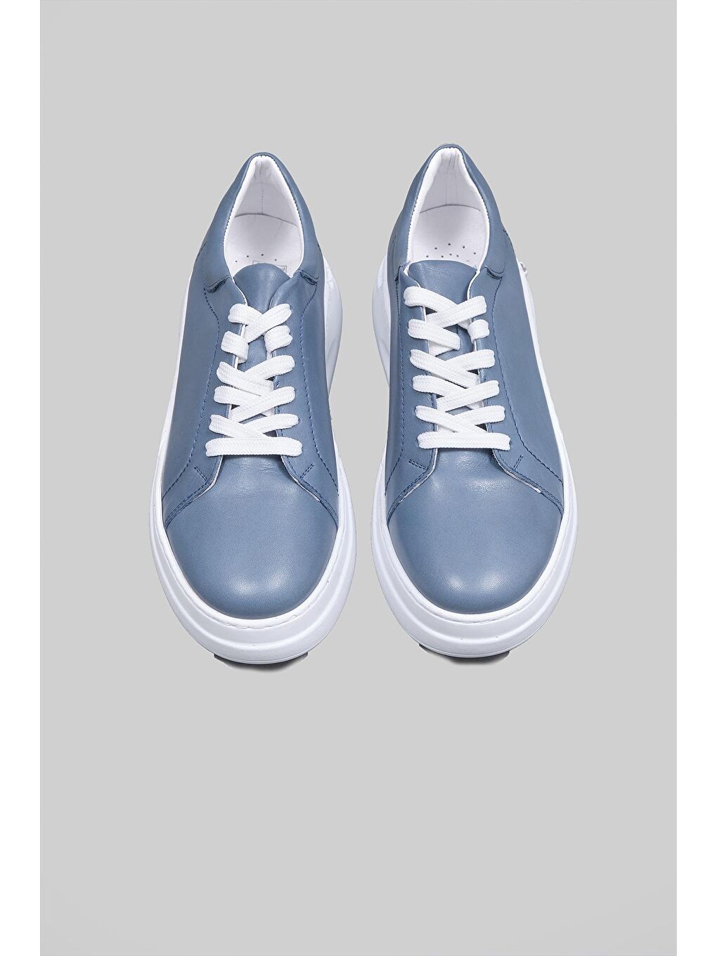 Mavi Walda Hakiki Deri Bağcıklı Sneaker Kadın-3