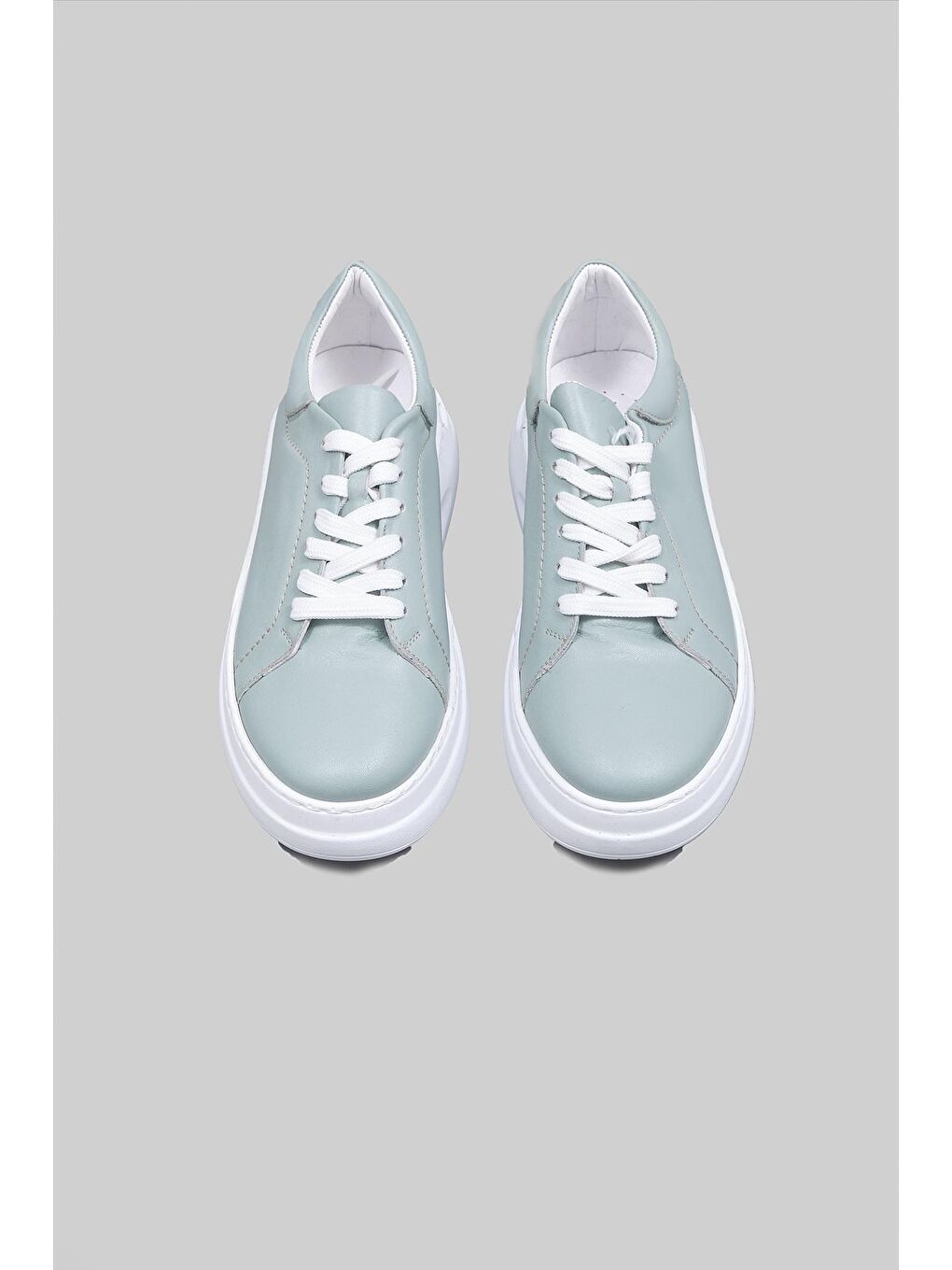 Yeşil Walda Hakiki Deri Bağcıklı Sneaker Kadın-3