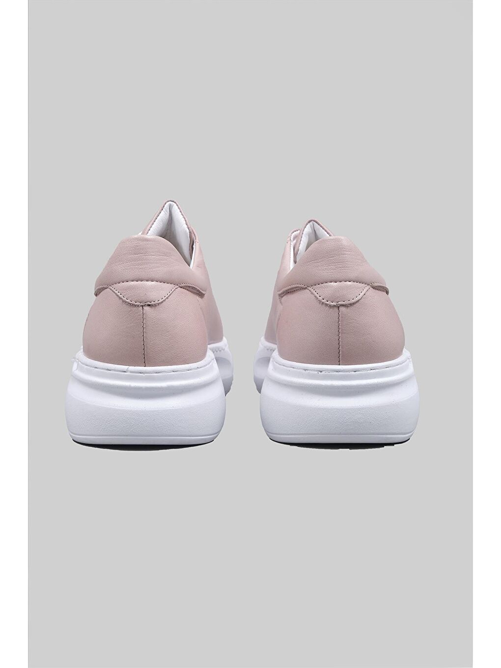 Gri Walda Hakiki Deri Bağcıklı Sneaker Kadın-4