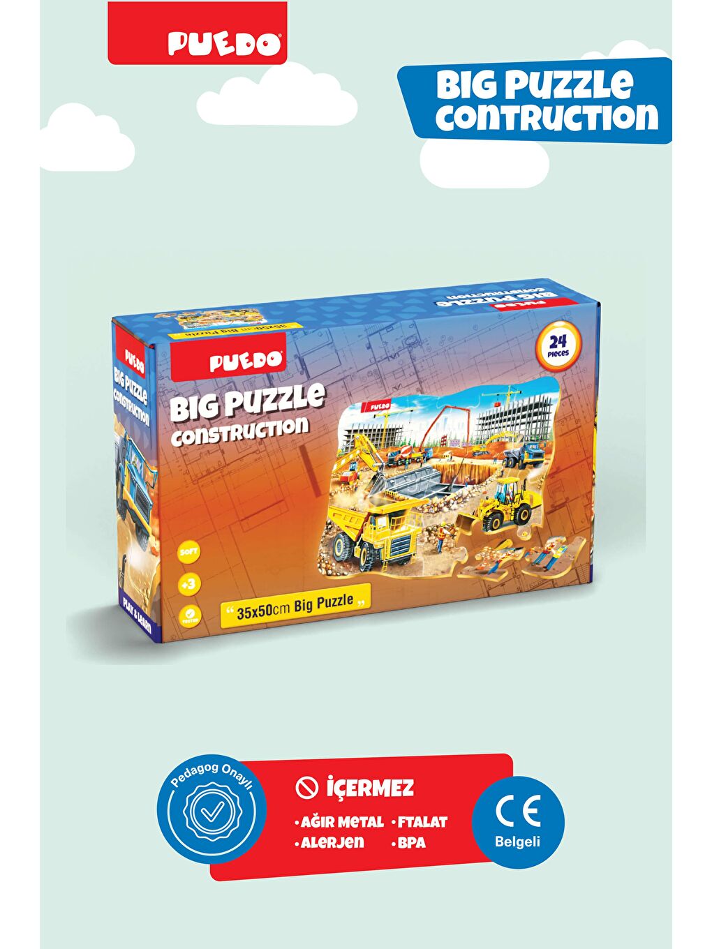 Puedo Karışık Big Puzzle - Construction (24 Parça) - 2