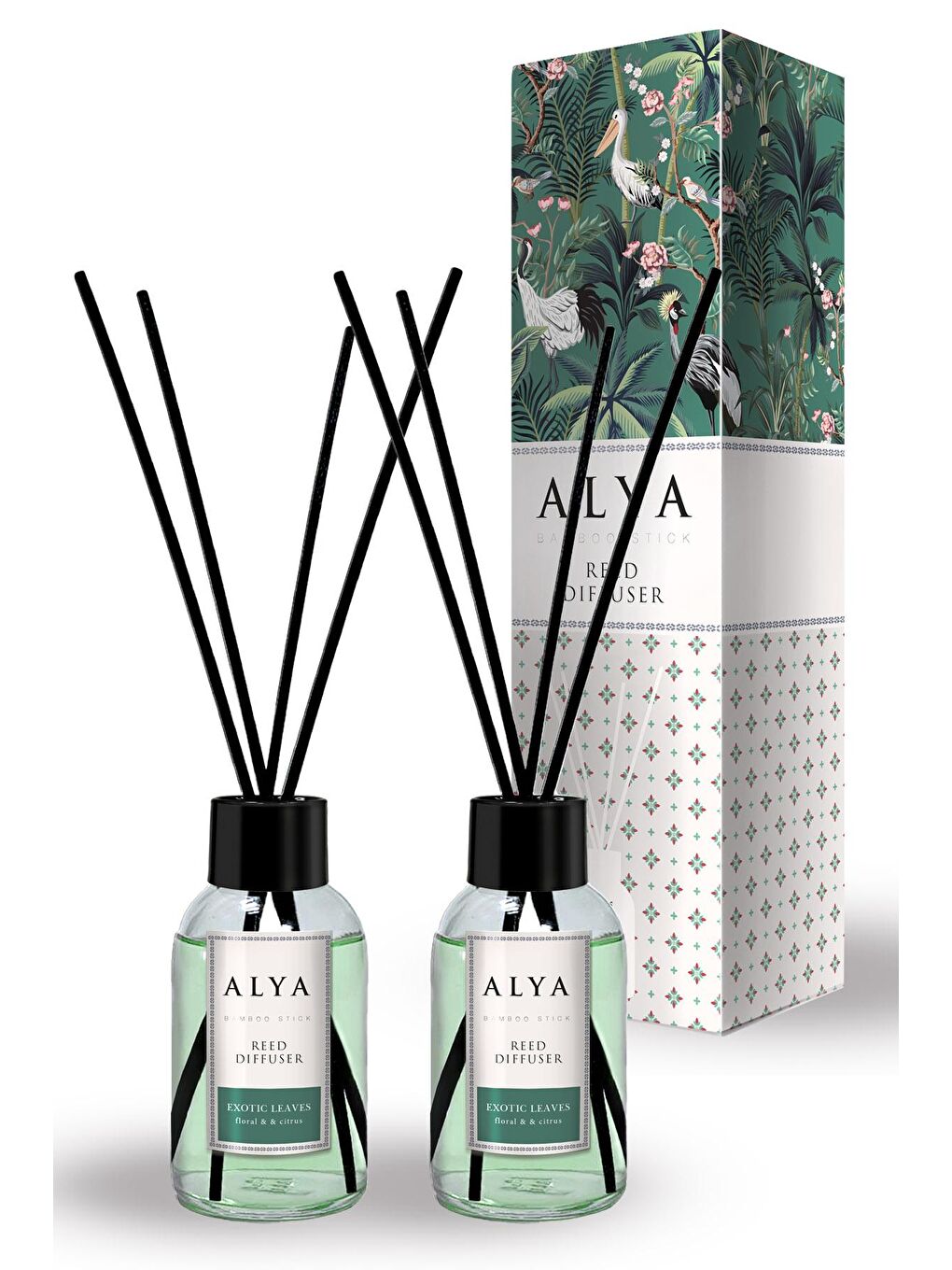 Alya Şeffaf Bambu Çubuklu Oda Kokusu Egzotic Leaves 100 ml x 2 Adet