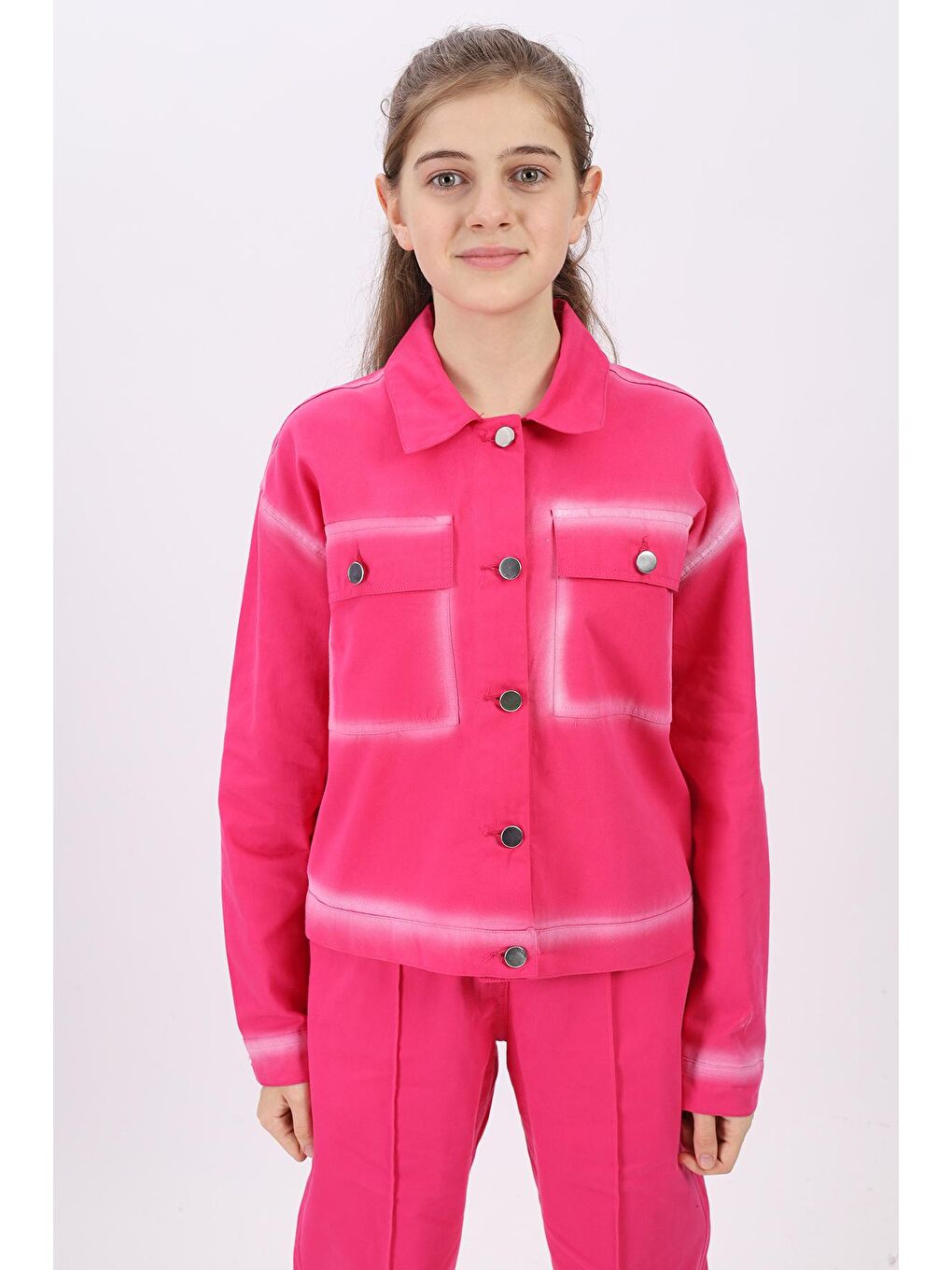 Fuşya Kız Çocuk Gabardin Ceket Lx197-2