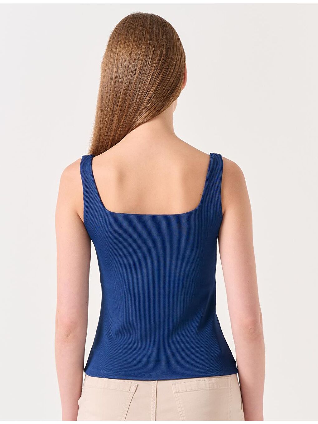 Lacivert Kare Yaka Kolsuz Örme Atlet-4