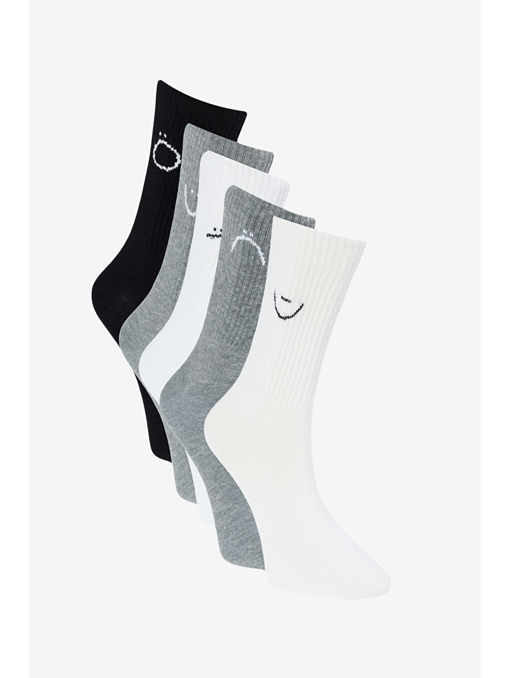 Erkek Siyah-Beyaz-Gri Desenli 5'li Soket Çorap-9